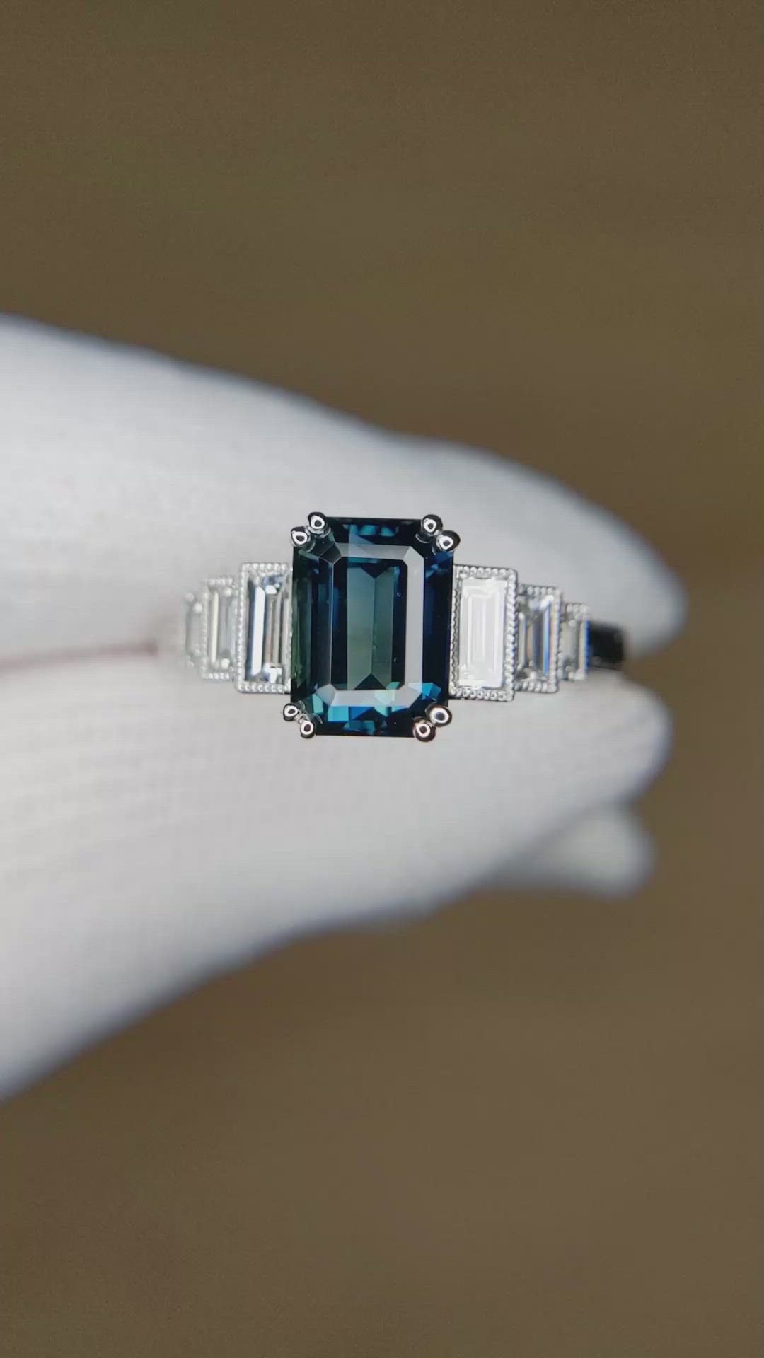 2.57 Ct. Blue Sapphire and Natural Diamond Antique Style Ring, Platinum 950 Size Video