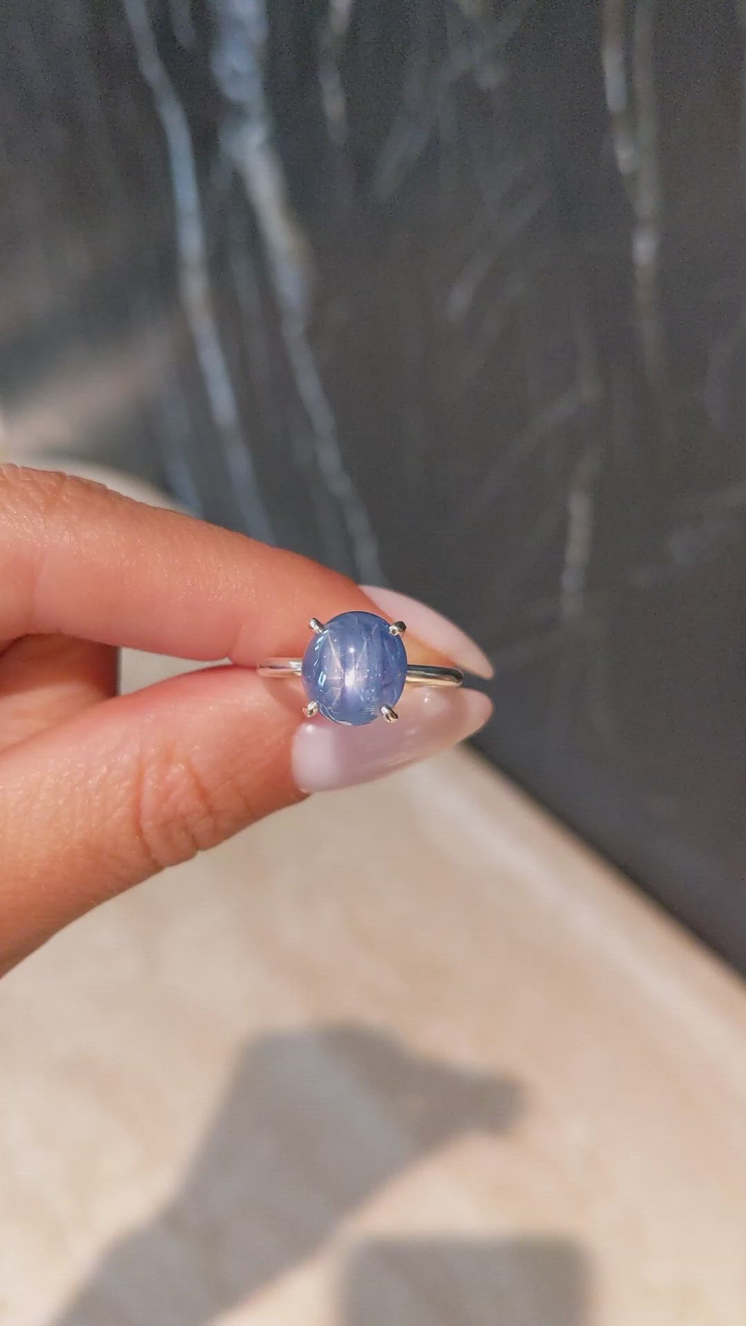 7.19 Ct. Blue Sapphire Solitaire Ring, Silver Size Video