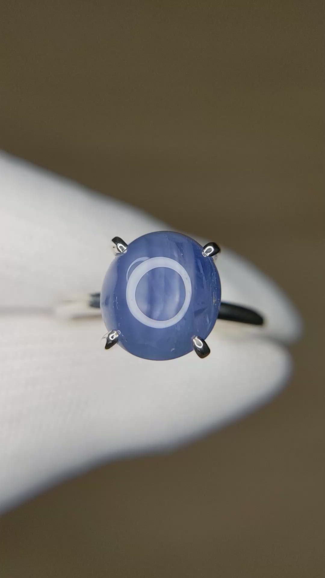 7.19 Ct. Blue Sapphire Solitaire Ring, Silver Size Video