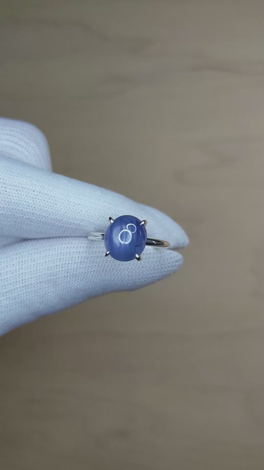 7.19 Ct. Blue Sapphire Solitaire Ring, Silver Size Video