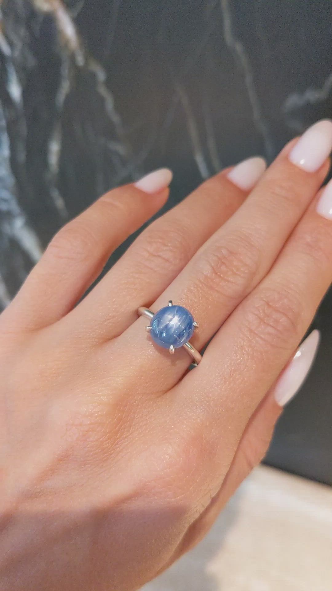 7.19 Ct. Blue Sapphire Solitaire Ring, Silver Size Video
