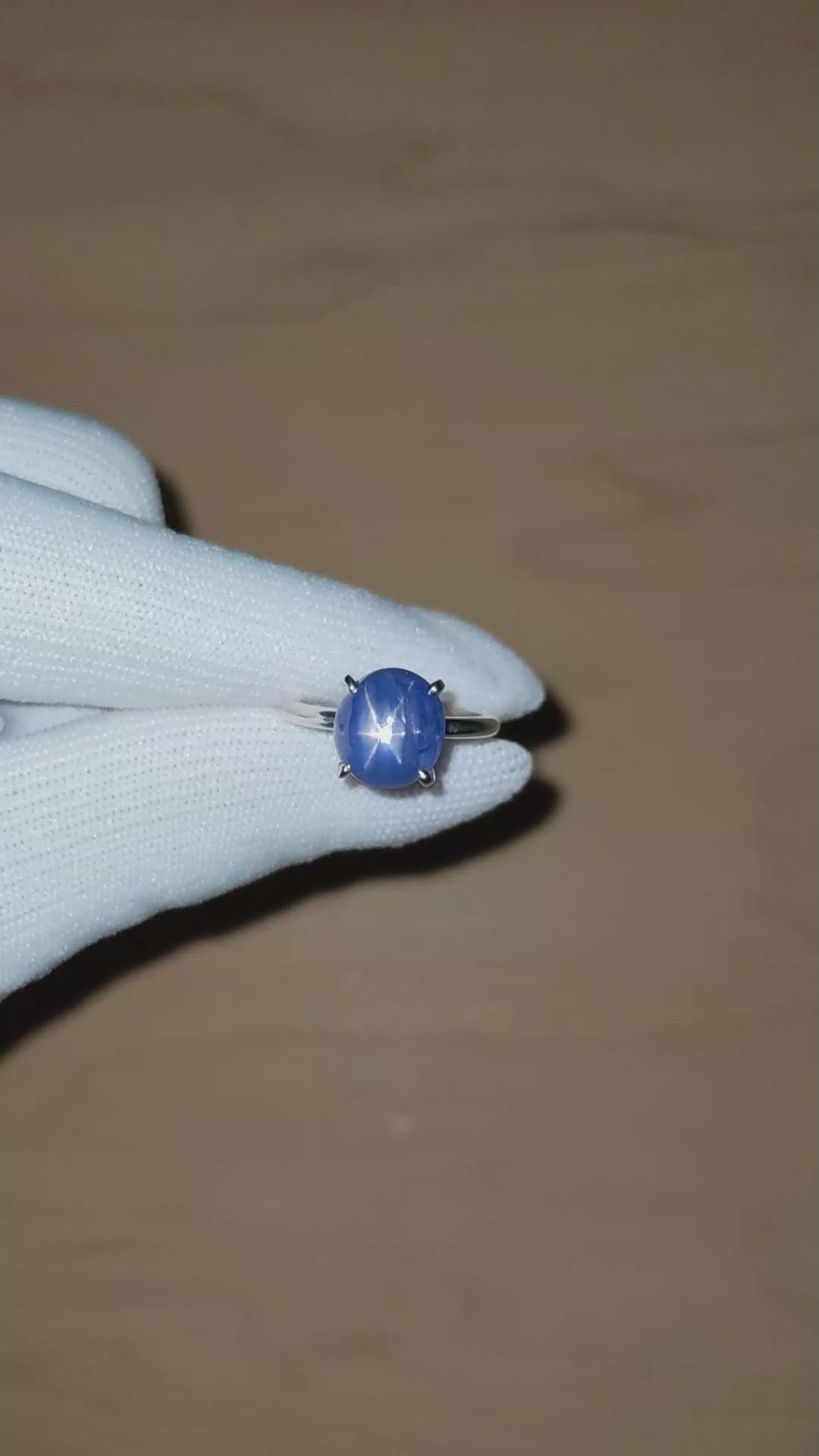 7.19 Ct. Blue Sapphire Solitaire Ring, Silver Size Video