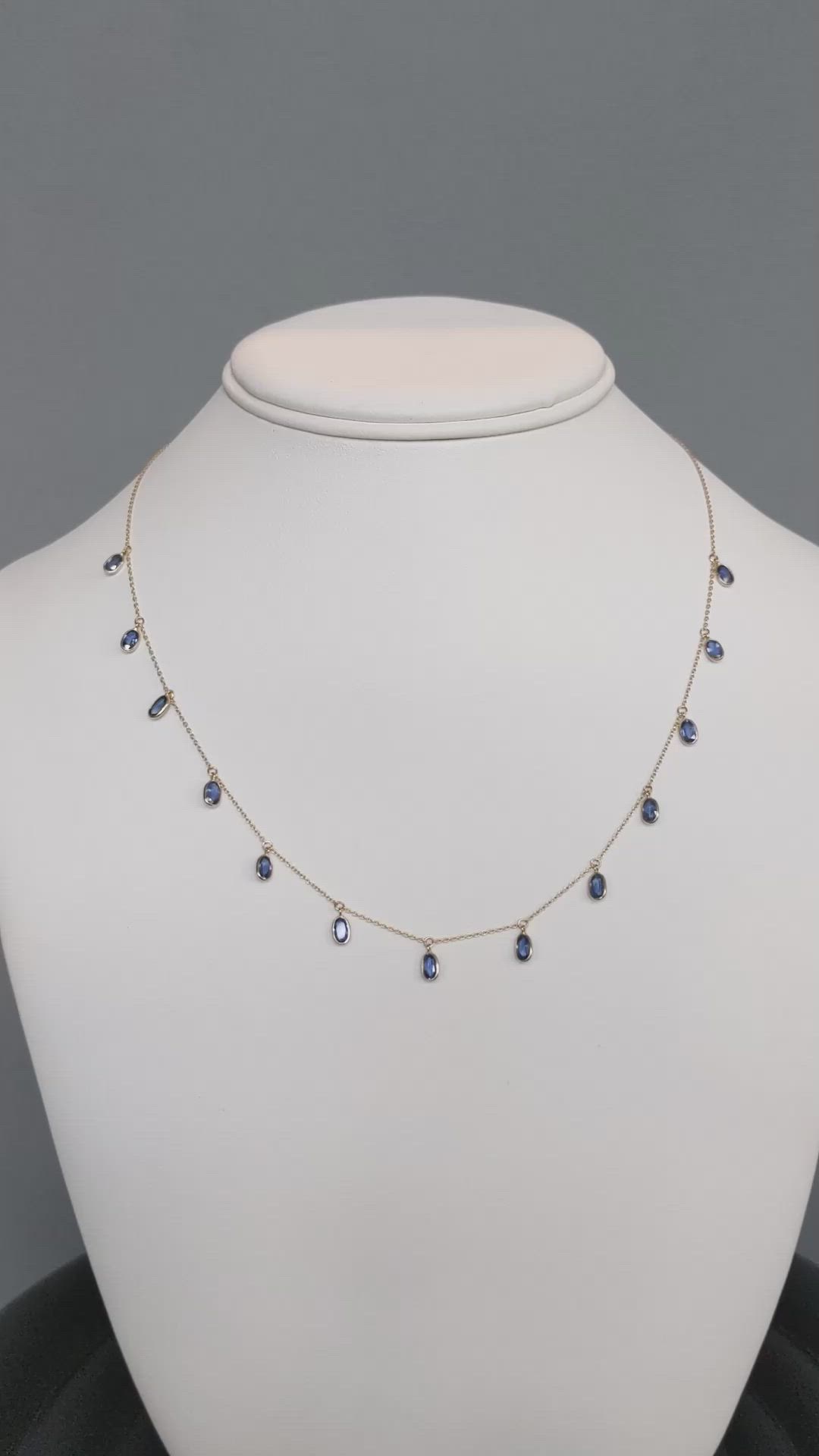3.58 Ct. Blue Sapphire Bezel Necklace, 14K Yellow Gold Size Video