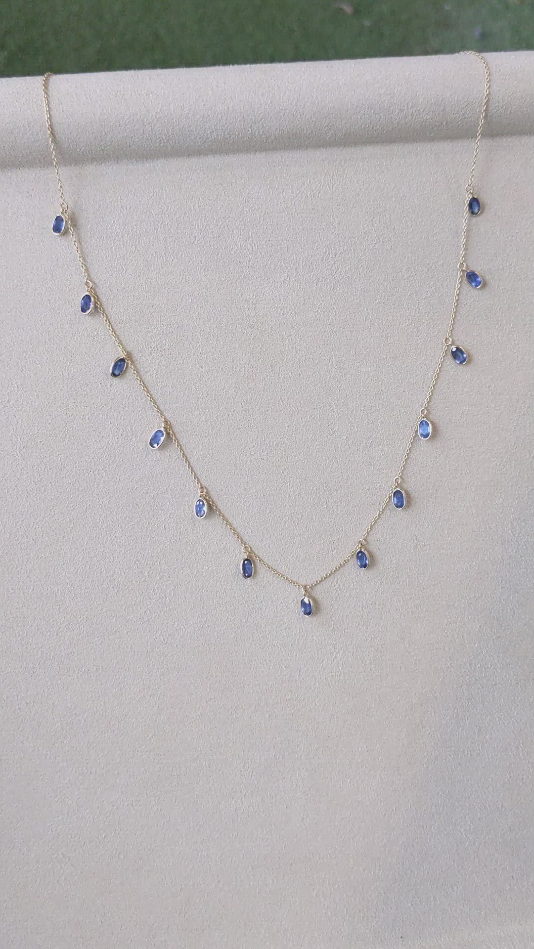 3.58 Ct. Blue Sapphire Bezel Necklace, 14K Yellow Gold Size Video