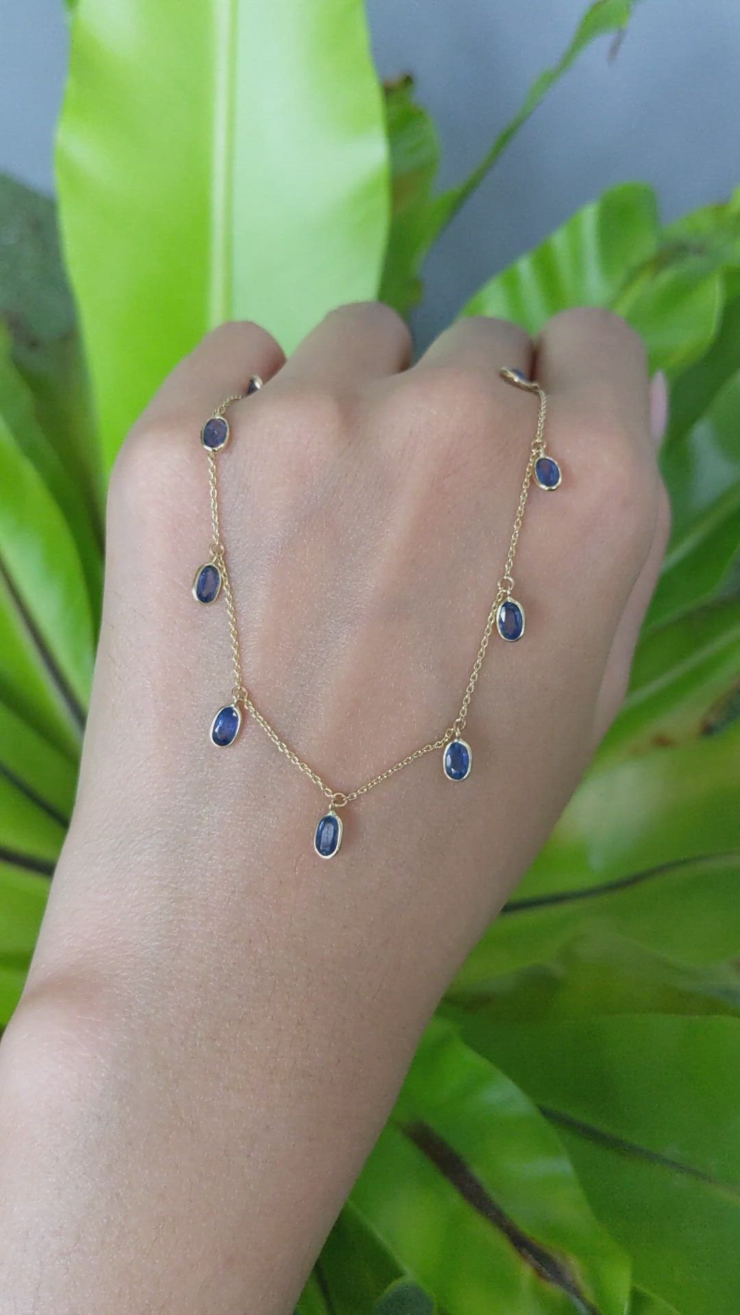3.58 Ct. Blue Sapphire Bezel Necklace, 14K Yellow Gold Size Video
