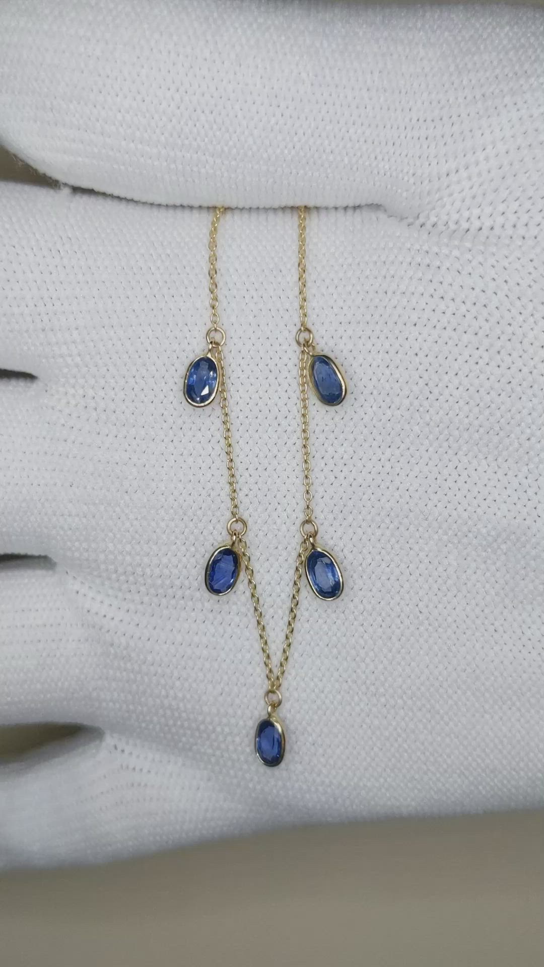 3.58 Ct. Blue Sapphire Bezel Necklace, 14K Yellow Gold Size Video