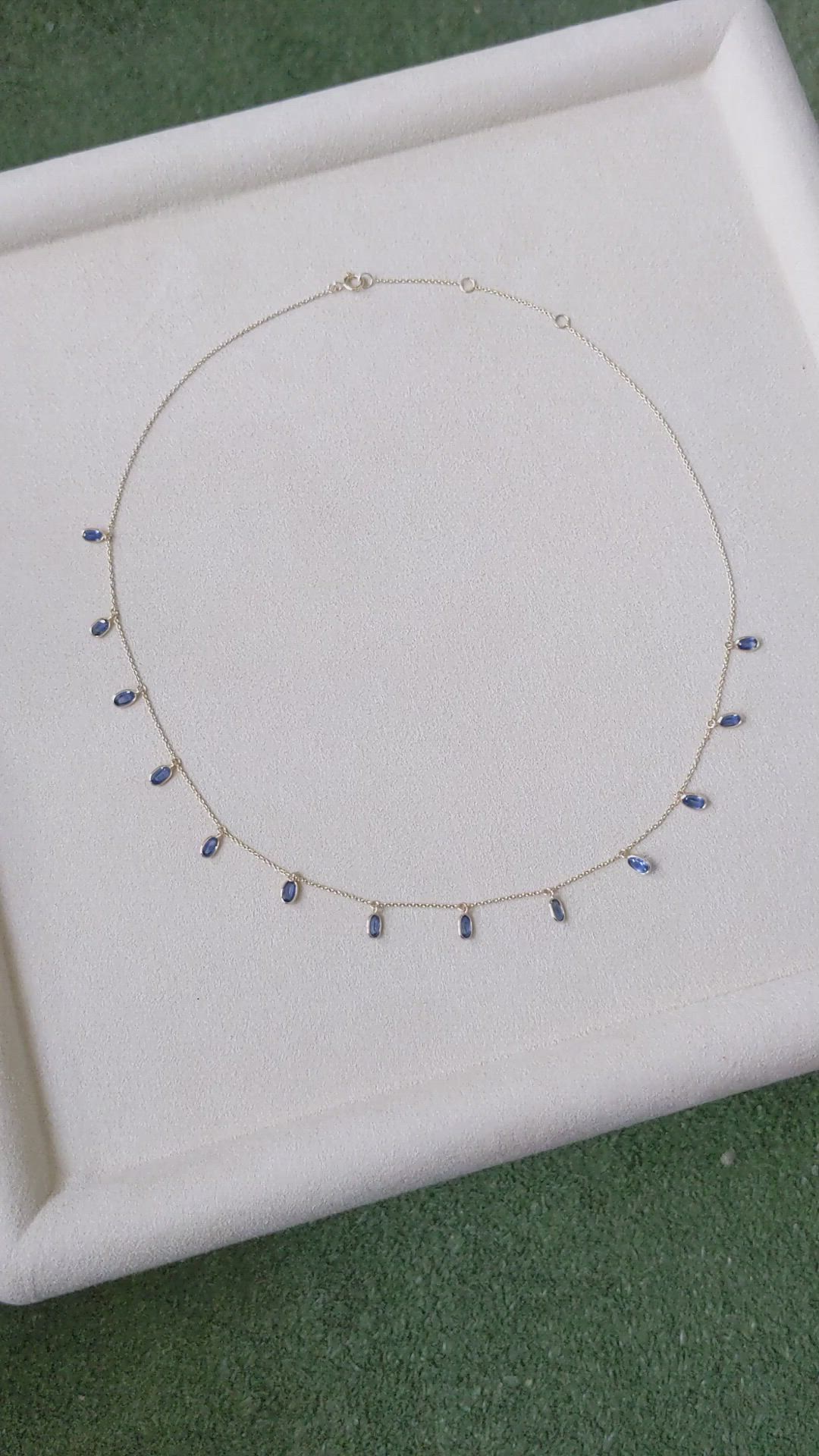 3.58 Ct. Blue Sapphire Bezel Necklace, 14K Yellow Gold Size Video