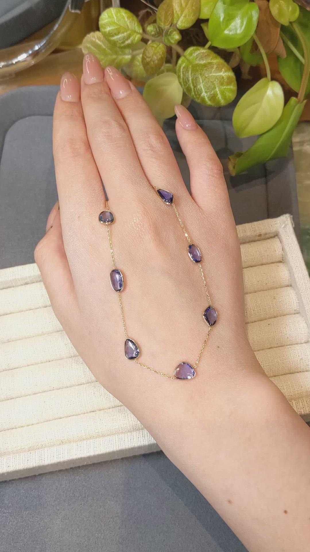 10.13 Ct. Blue Sapphire Bezel Necklace, 18K Yellow Gold Size Video