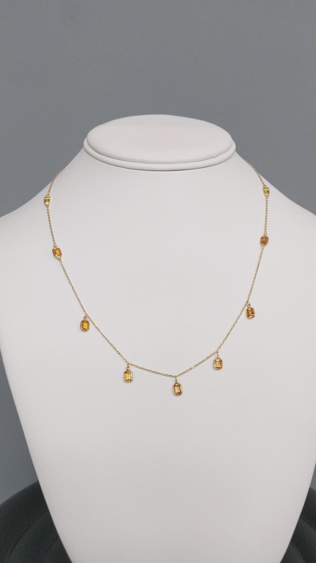 4.65 Ct. Yellow Sapphire Bezel Necklace, 18K Yellow Gold Size Video