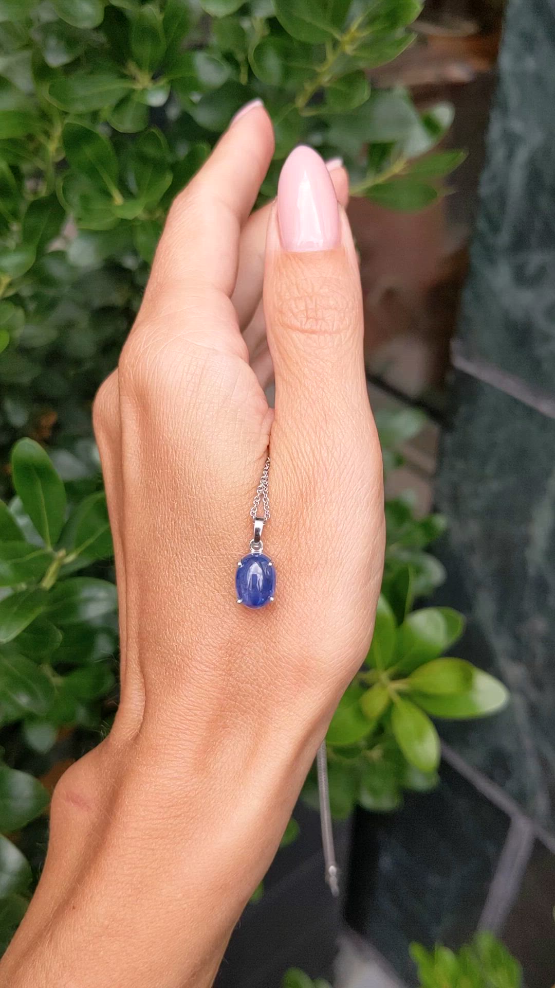 3.23 Ct. Blue Sapphire Solitaire Pendant, 14K White Gold Size Video