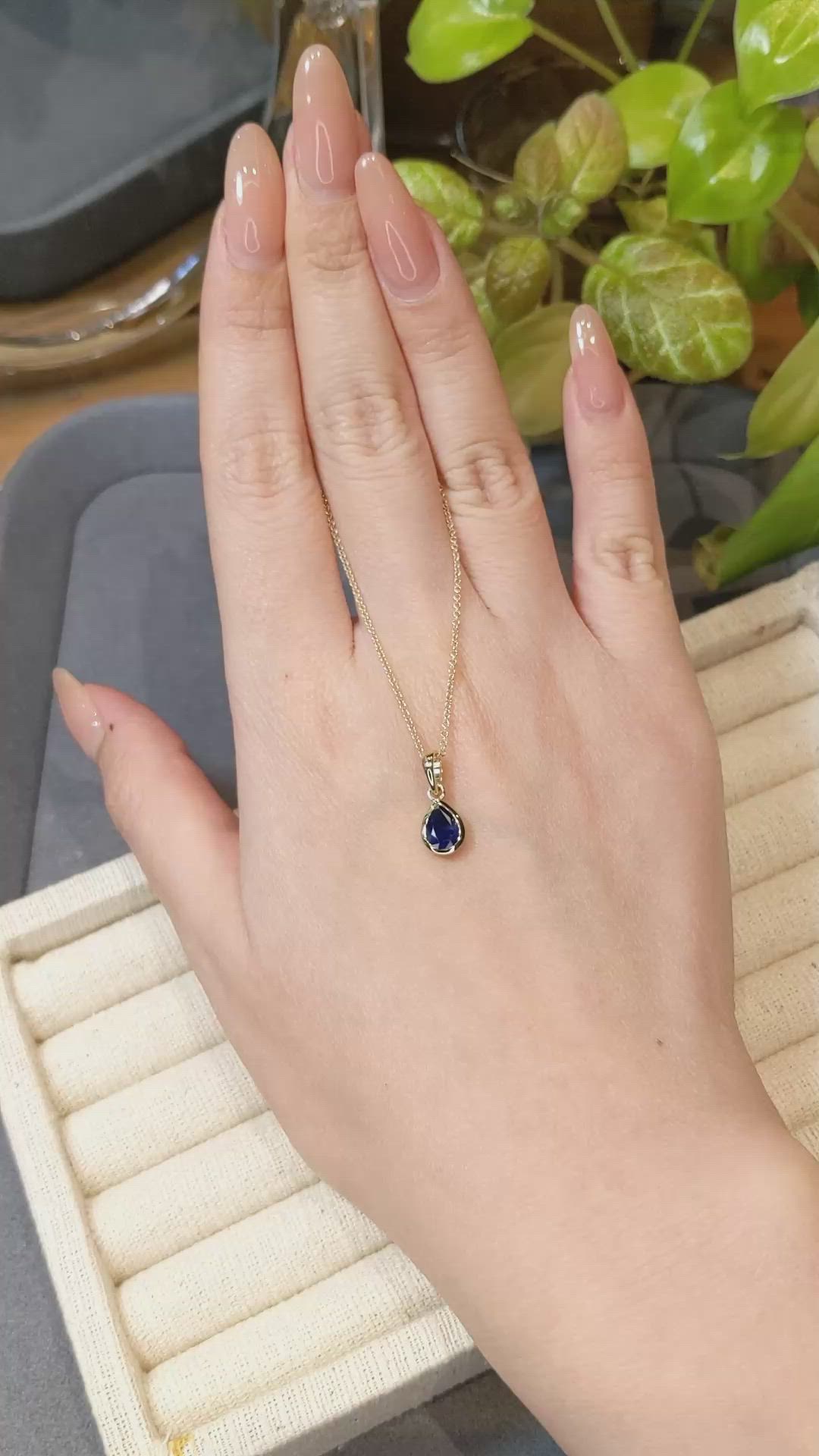 0.96 Ct. Blue Sapphire Bezel Pendant, 14K Yellow Gold Size Video