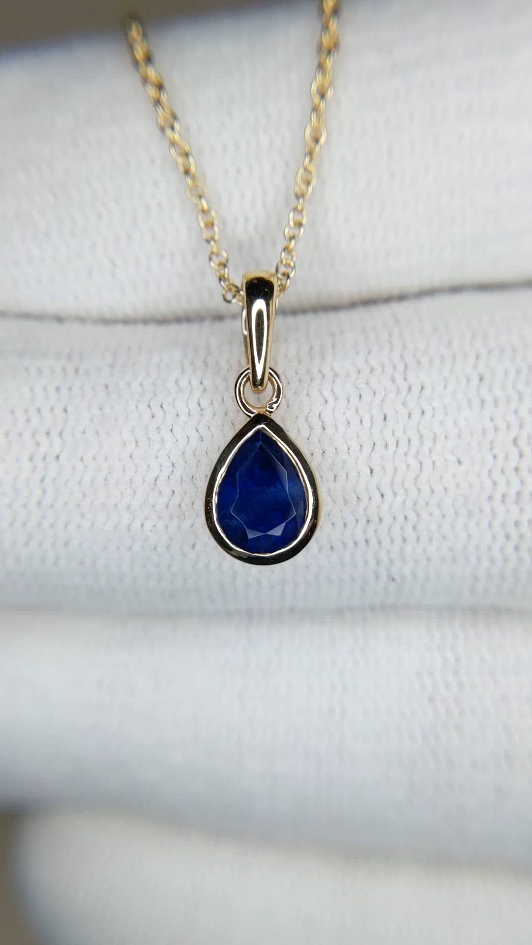 0.96 Ct. Blue Sapphire Bezel Pendant, 14K Yellow Gold Size Video
