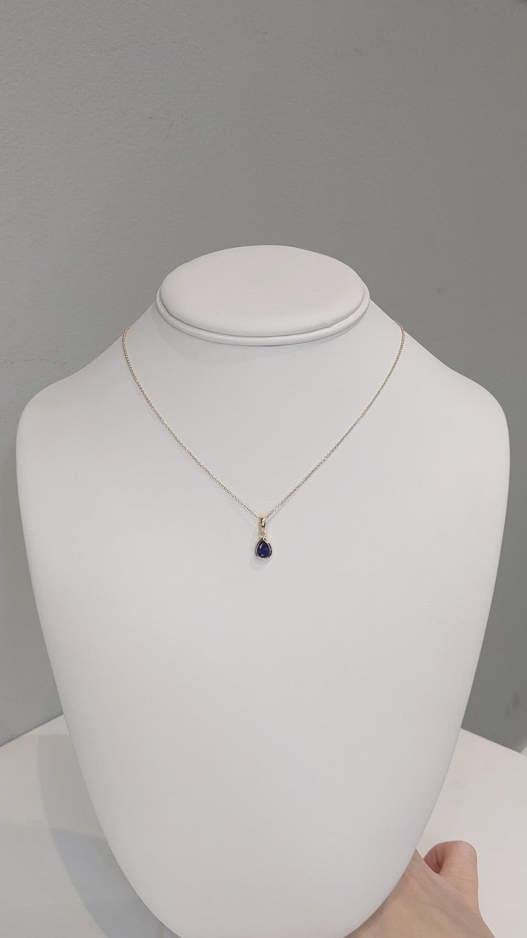 0.96 Ct. Blue Sapphire Bezel Pendant, 14K Yellow Gold Size Video