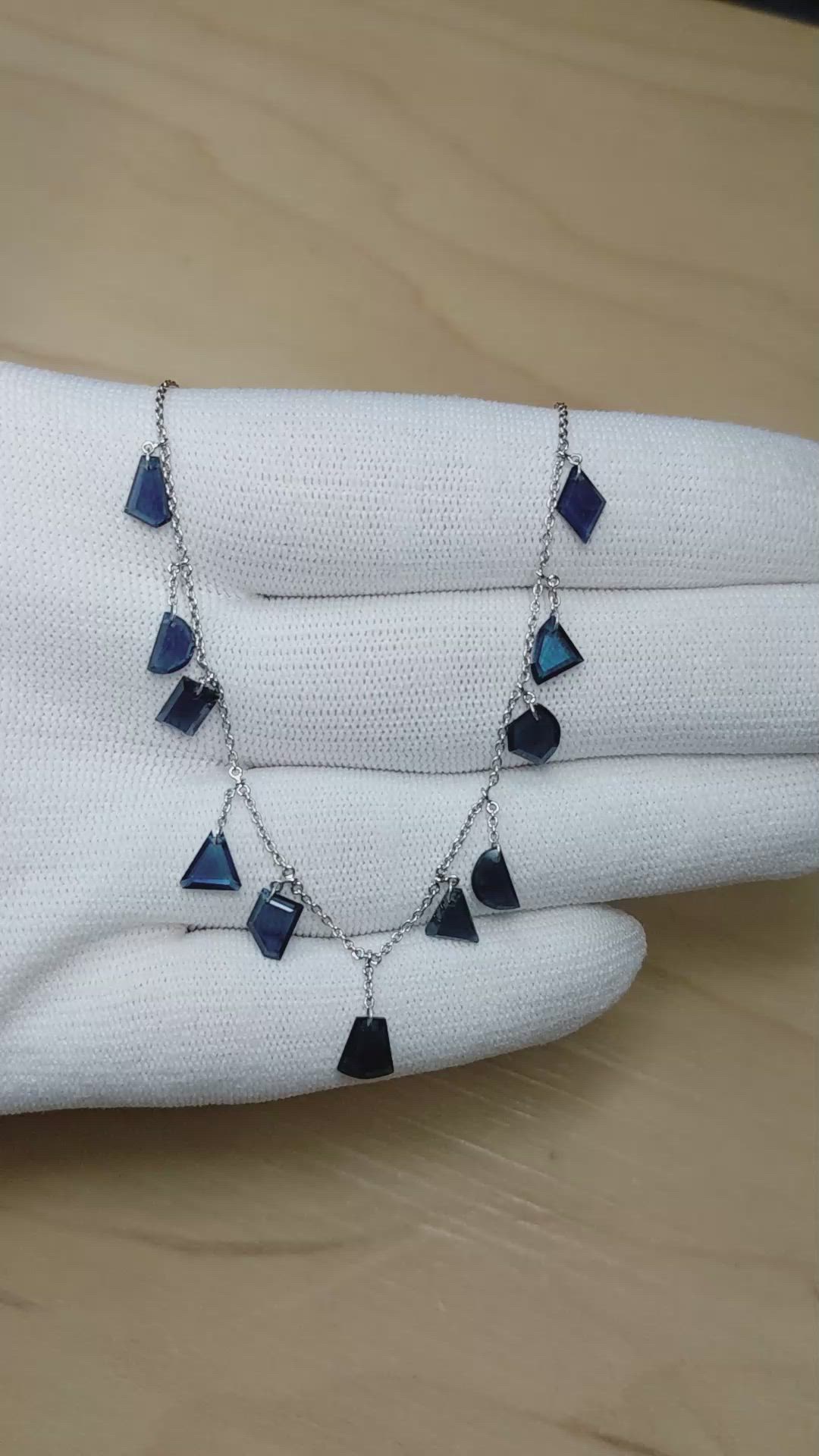 6.50 Ct. Blue Sapphire Solitaire Necklace, 18K White Gold Size Video