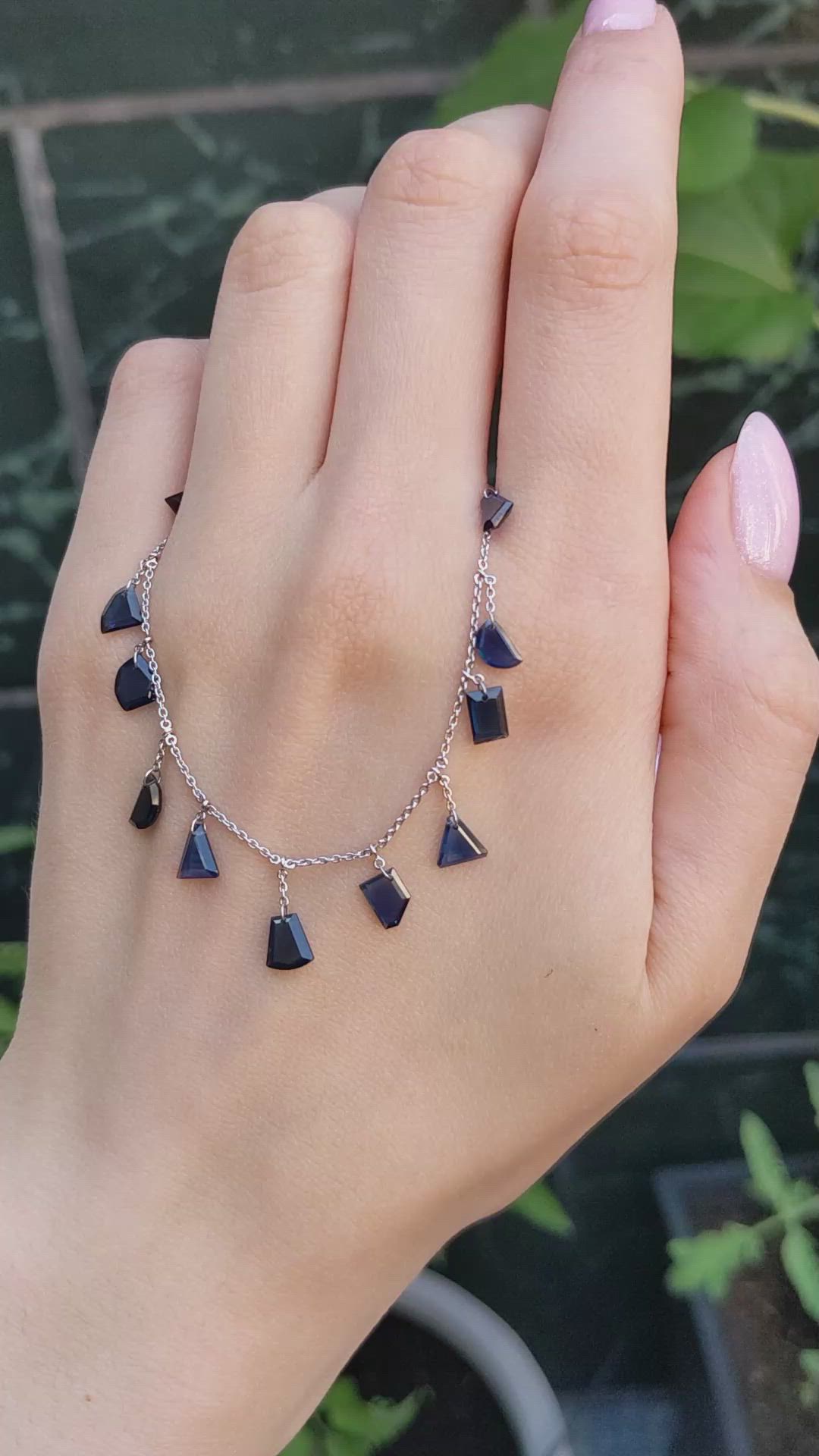6.50 Ct. Blue Sapphire Solitaire Necklace, 18K White Gold Size Video