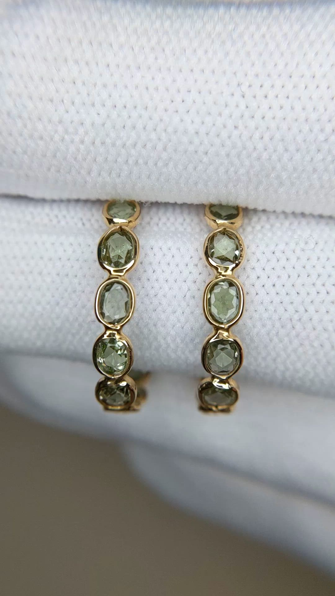 4.17 Ct.Tw.Total Carat Weight Green Sapphire Pave Earrings, 18K Yellow Gold Size Video