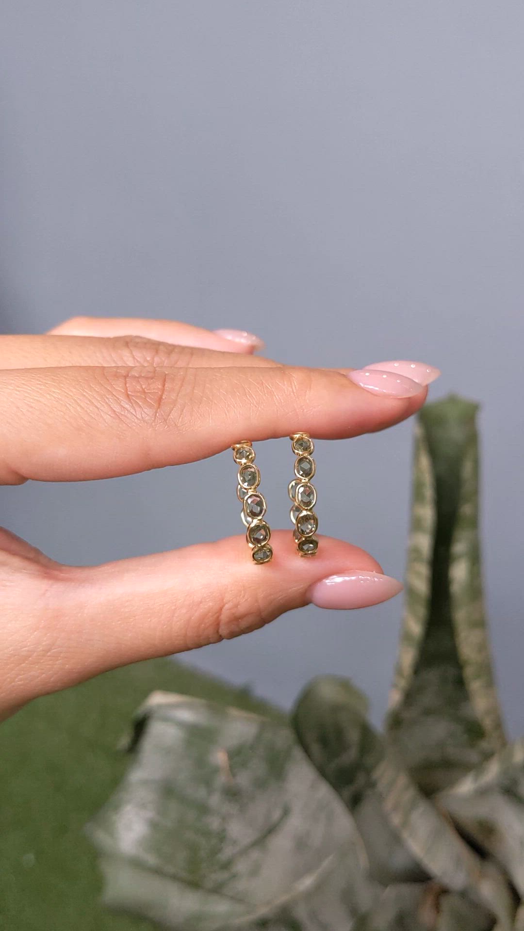 4.17 Ct.Tw.Total Carat Weight Green Sapphire Pave Earrings, 18K Yellow Gold Size Video