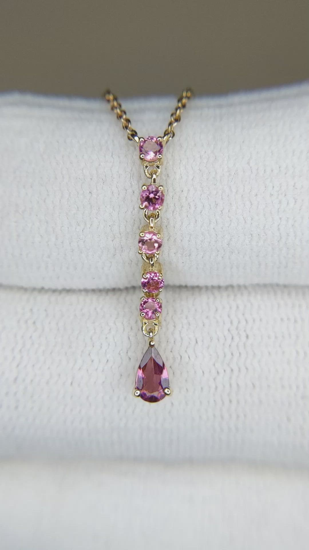 0.21 Ct. Pink Sapphire Bezel Necklace, 14K Yellow Gold Size Video