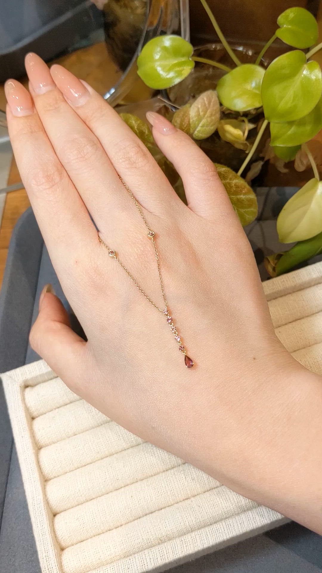 0.21 Ct. Pink Sapphire Bezel Necklace, 14K Yellow Gold Size Video