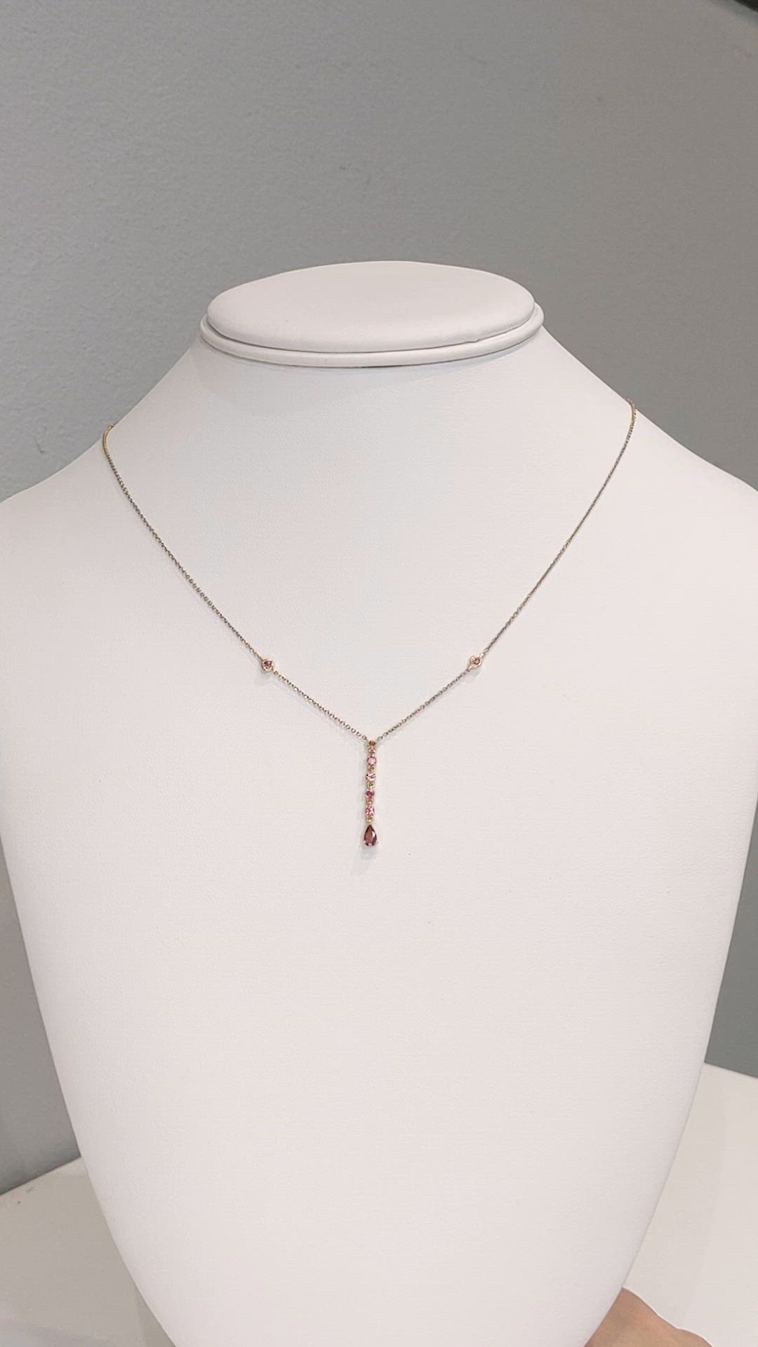 0.21 Ct. Pink Sapphire Bezel Necklace, 14K Yellow Gold Size Video