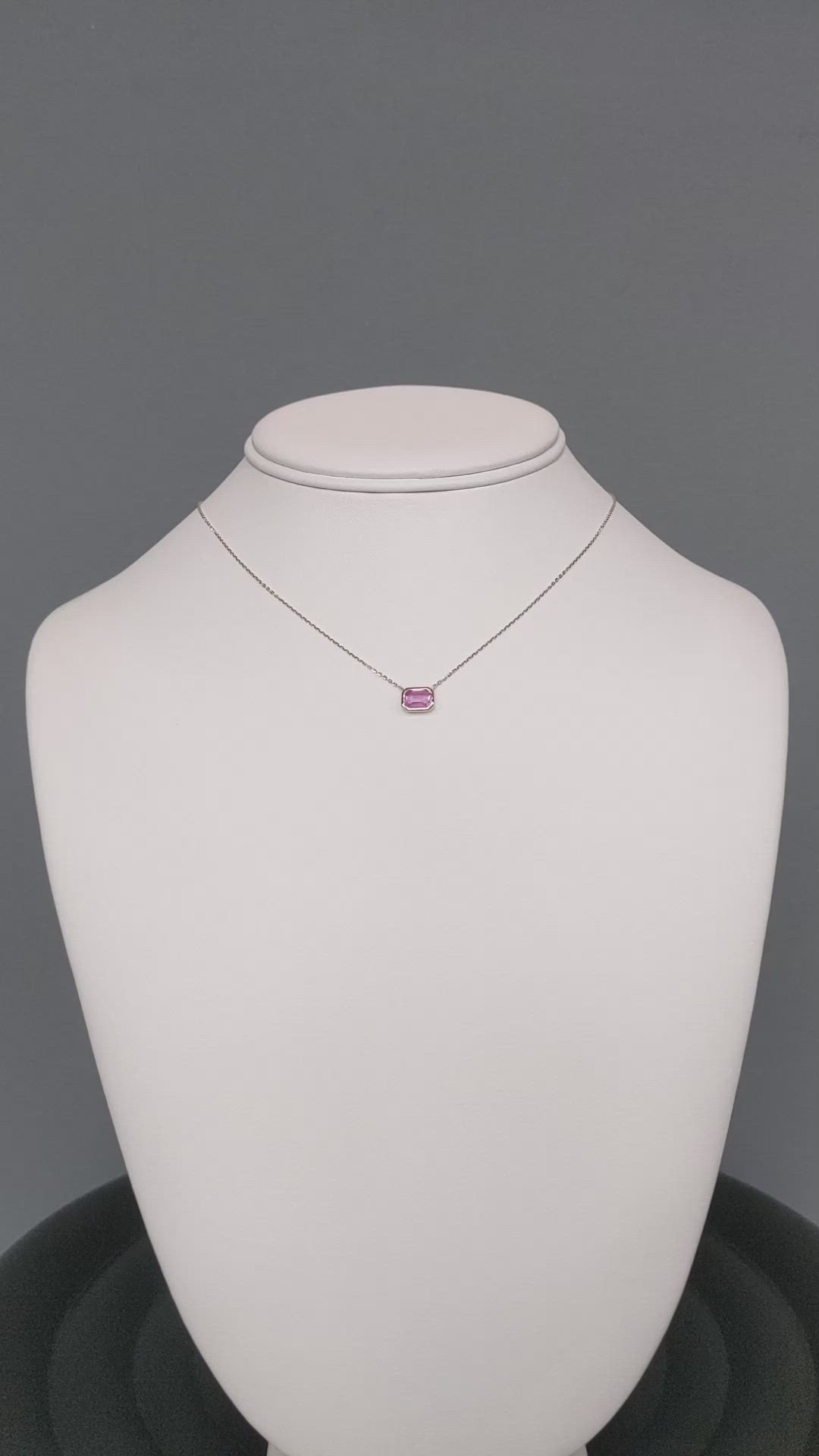 1.00 Ct. Pink Sapphire Bezel Necklace, 14K Yellow Gold Size Video