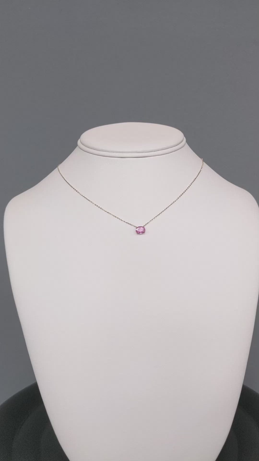 0.84 Ct. Pink Sapphire Solitaire Necklace, 14K Yellow Gold Size Video