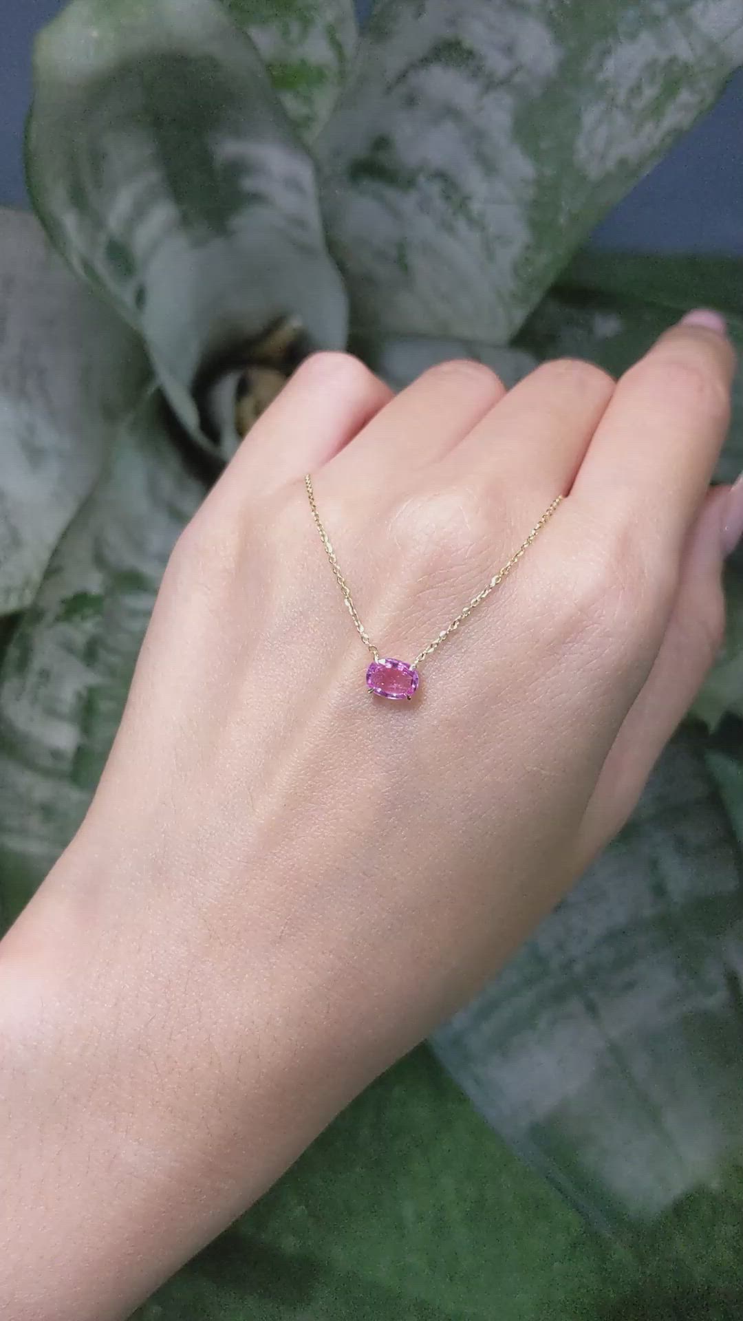0.84 Ct. Pink Sapphire Solitaire Necklace, 14K Yellow Gold Size Video