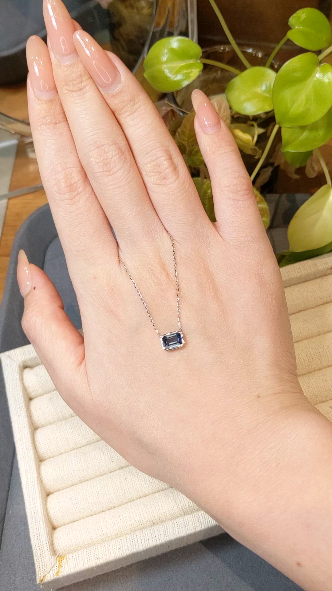 1.81 Ct. Blue Sapphire Bezel Necklace, 14K White Gold Size Video