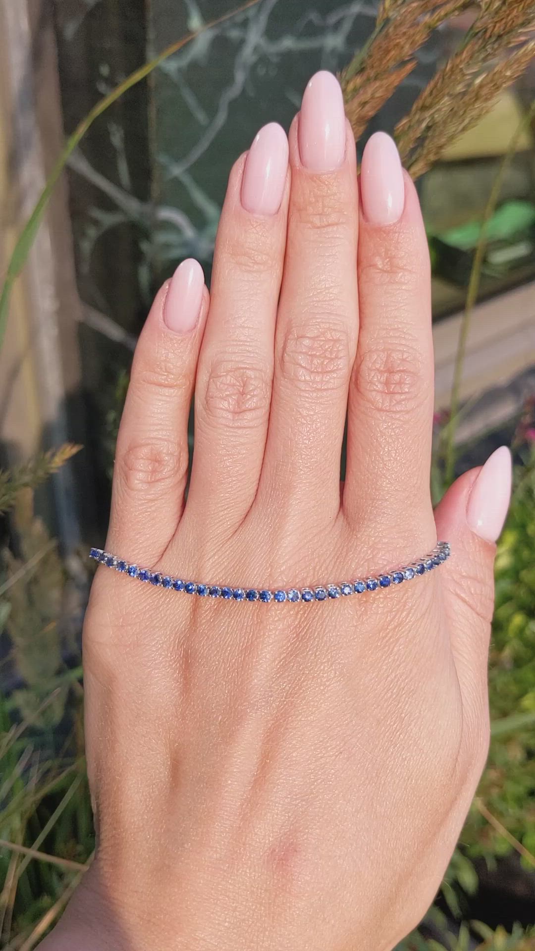 3.46 Ct.Tw.Total Carat Weight Blue Sapphire Tennis/Line Bracelet, 14K White Gold Size Video