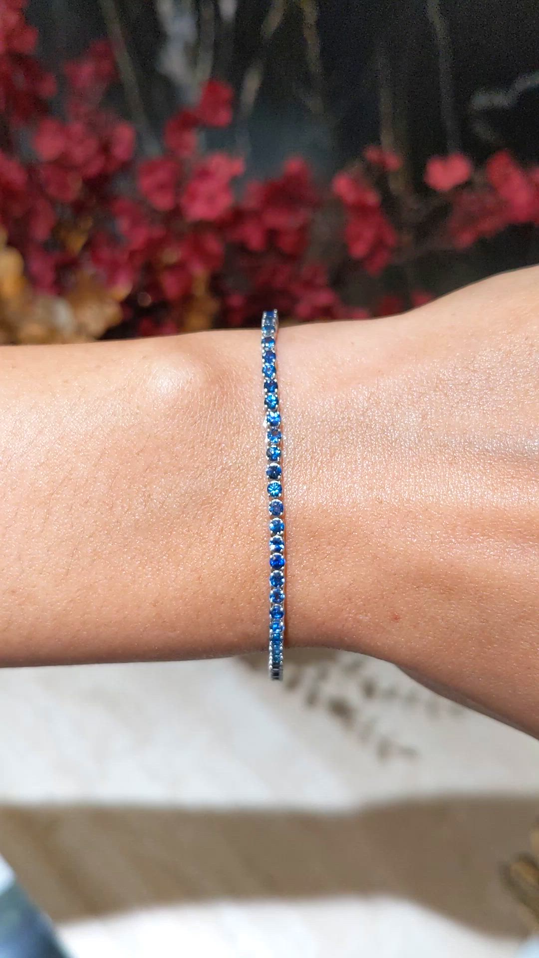 3.46 Ct.Tw.Total Carat Weight Blue Sapphire Tennis/Line Bracelet, 14K White Gold Size Video