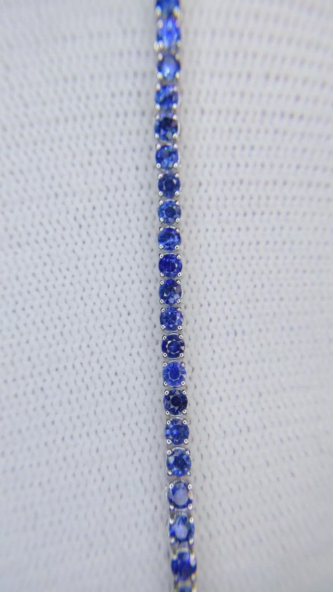 3.46 Ct.Tw.Total Carat Weight Blue Sapphire Tennis/Line Bracelet, 14K White Gold Size Video