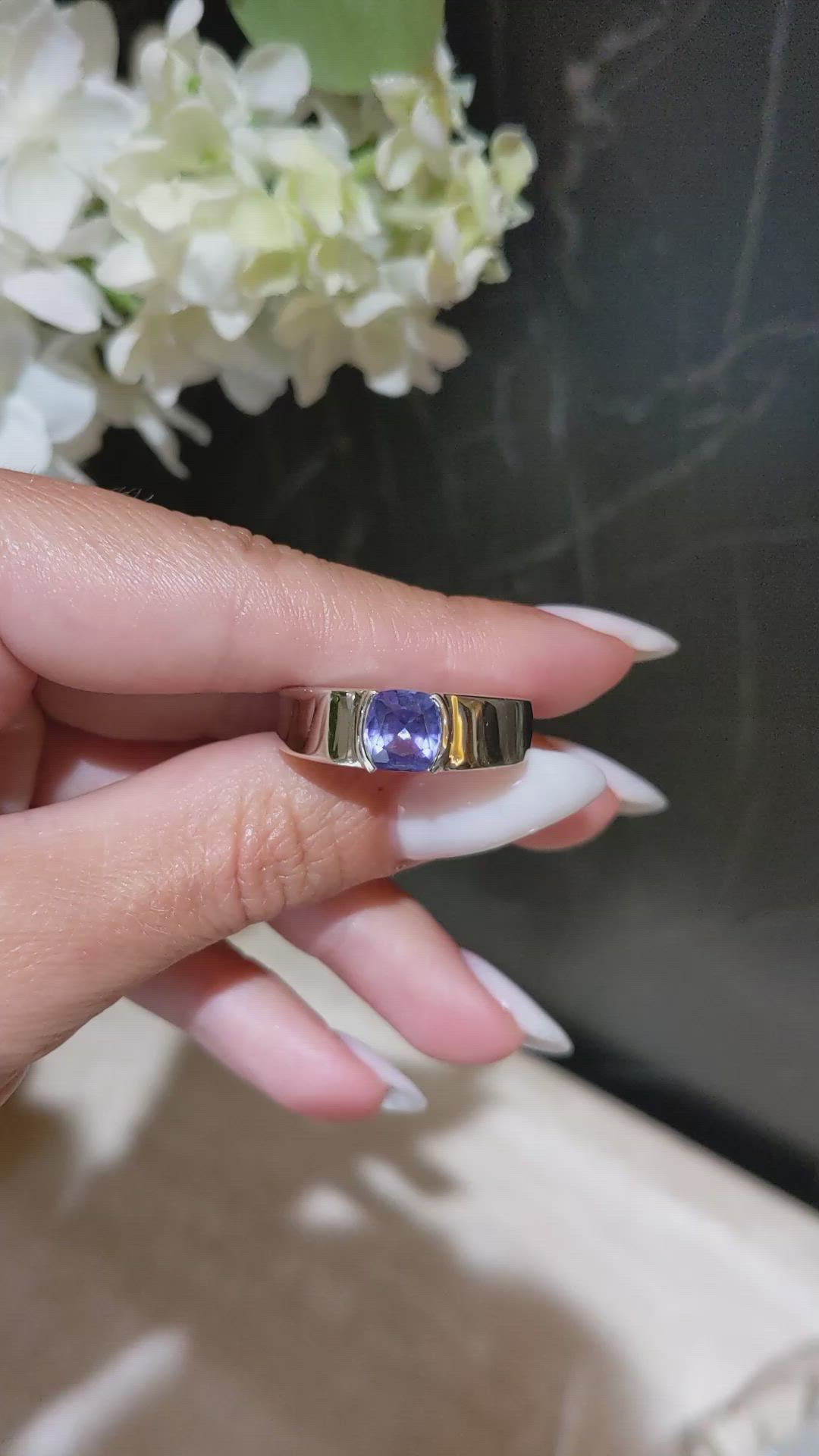 1.89 Ct. Purple Sapphire Men's Ring, 14K White Gold Size Video