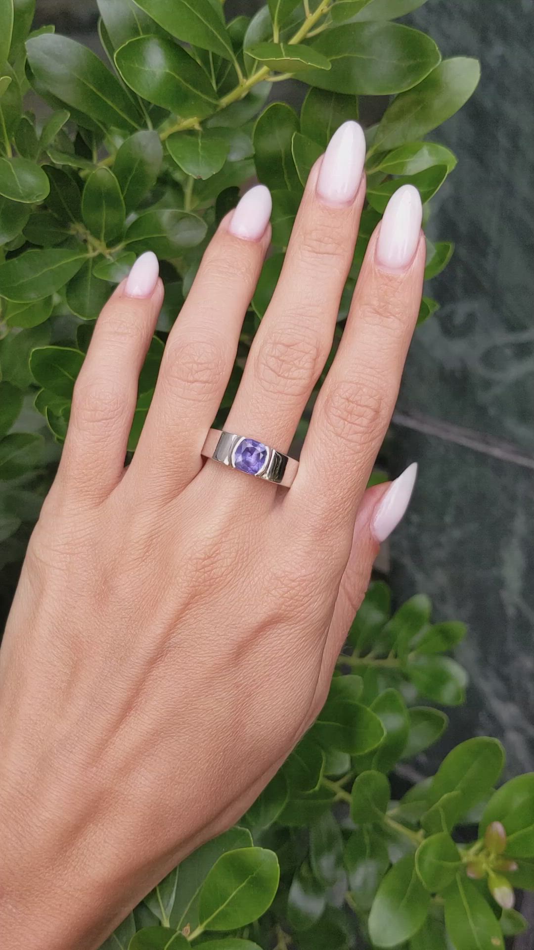 1.89 Ct. Purple Sapphire Men's Ring, 14K White Gold Size Video