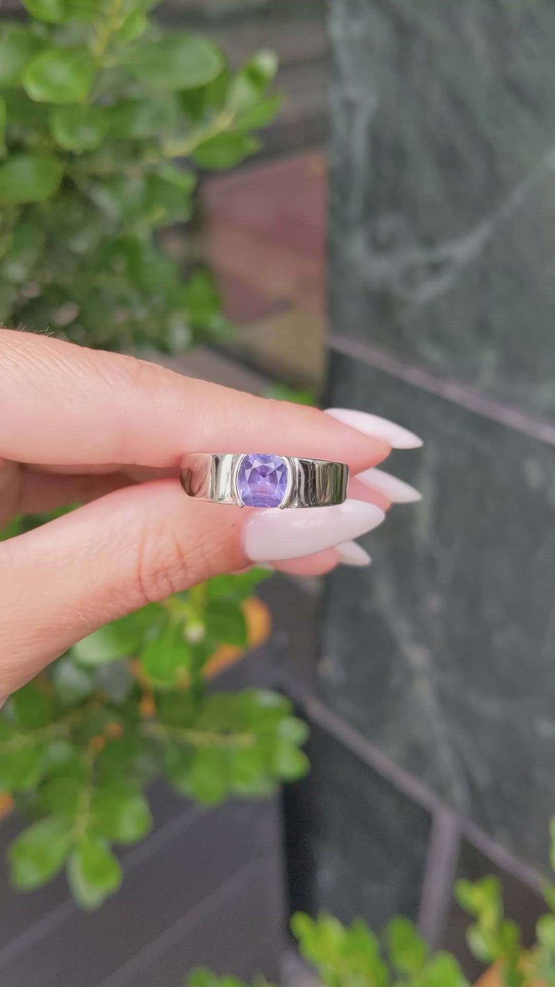 1.89 Ct. Purple Sapphire Men's Ring, 14K White Gold Size Video