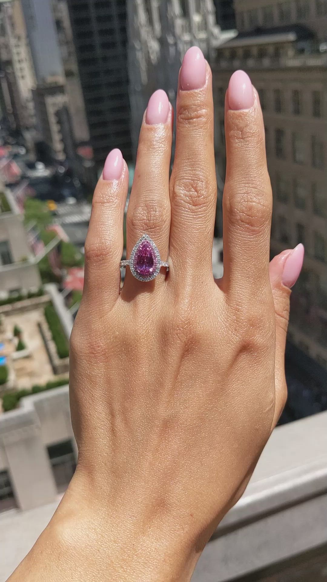 1.88 Ct. Pink Sapphire and Natural Diamond Pave Ring, 18K White & Yellow Size Video