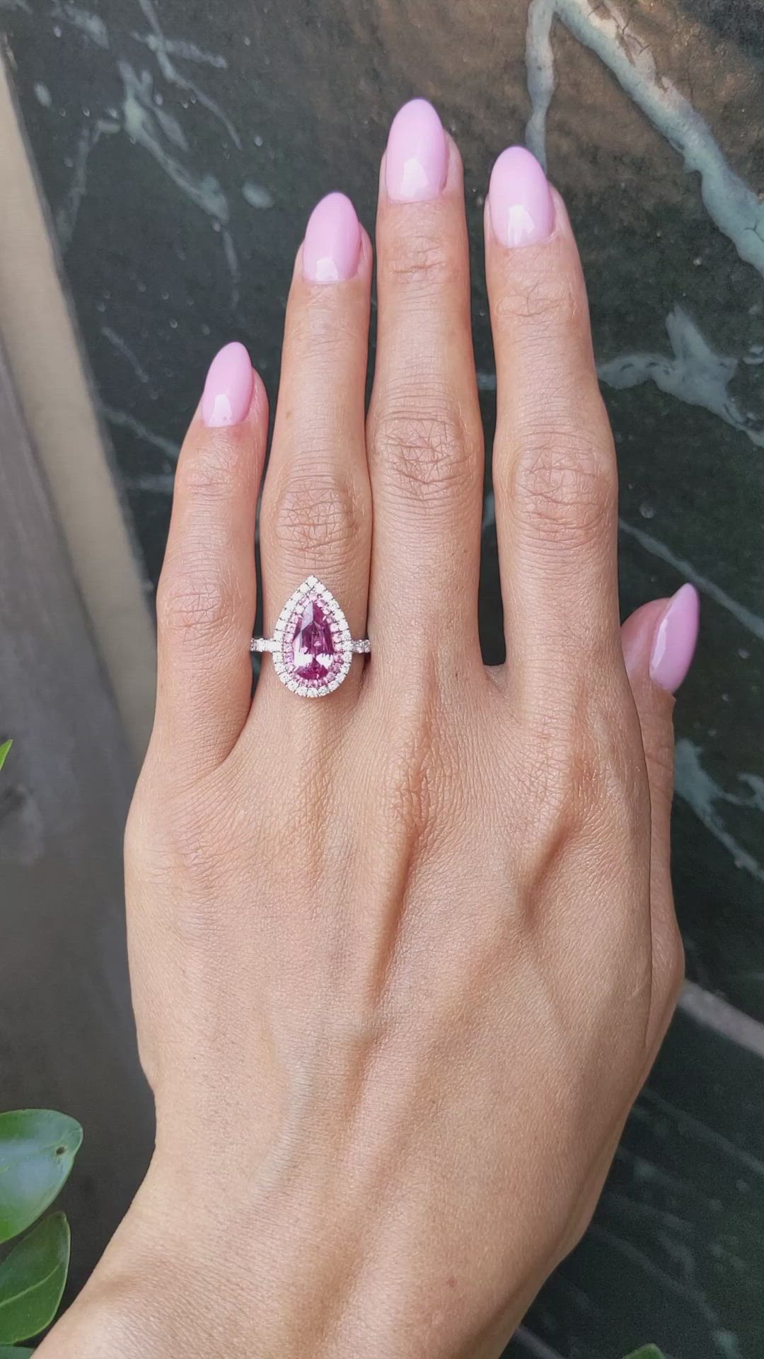 1.88 Ct. Pink Sapphire and Natural Diamond Pave Ring, 18K White & Yellow Size Video