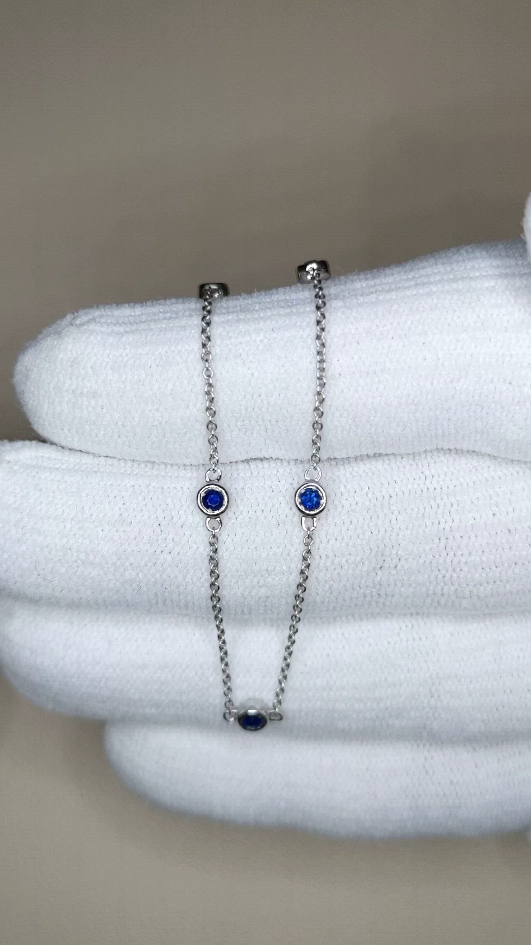 0.66 Ct. Blue Sapphire Bezel Necklace, 14K White Gold Size Video