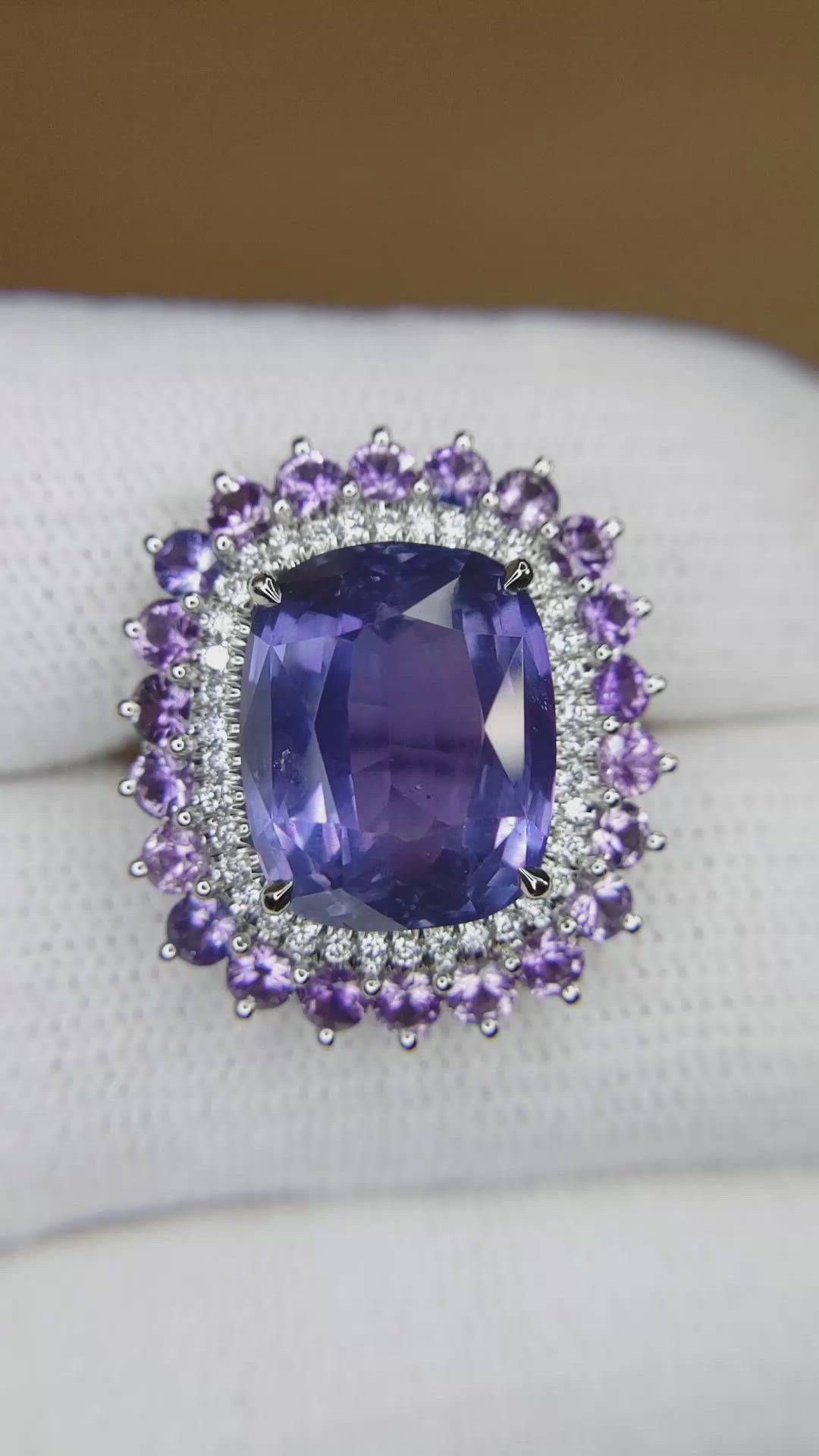 11.64 Ct. Mixed Sapphire and Natural Diamond Pave Ring, Platinum 950 Size Video