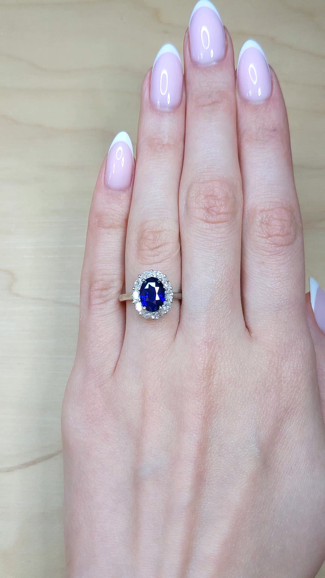 3.04 Ct. Blue Sapphire and Natural Diamond Accent Stones Ring, Platinum 950 Size Video