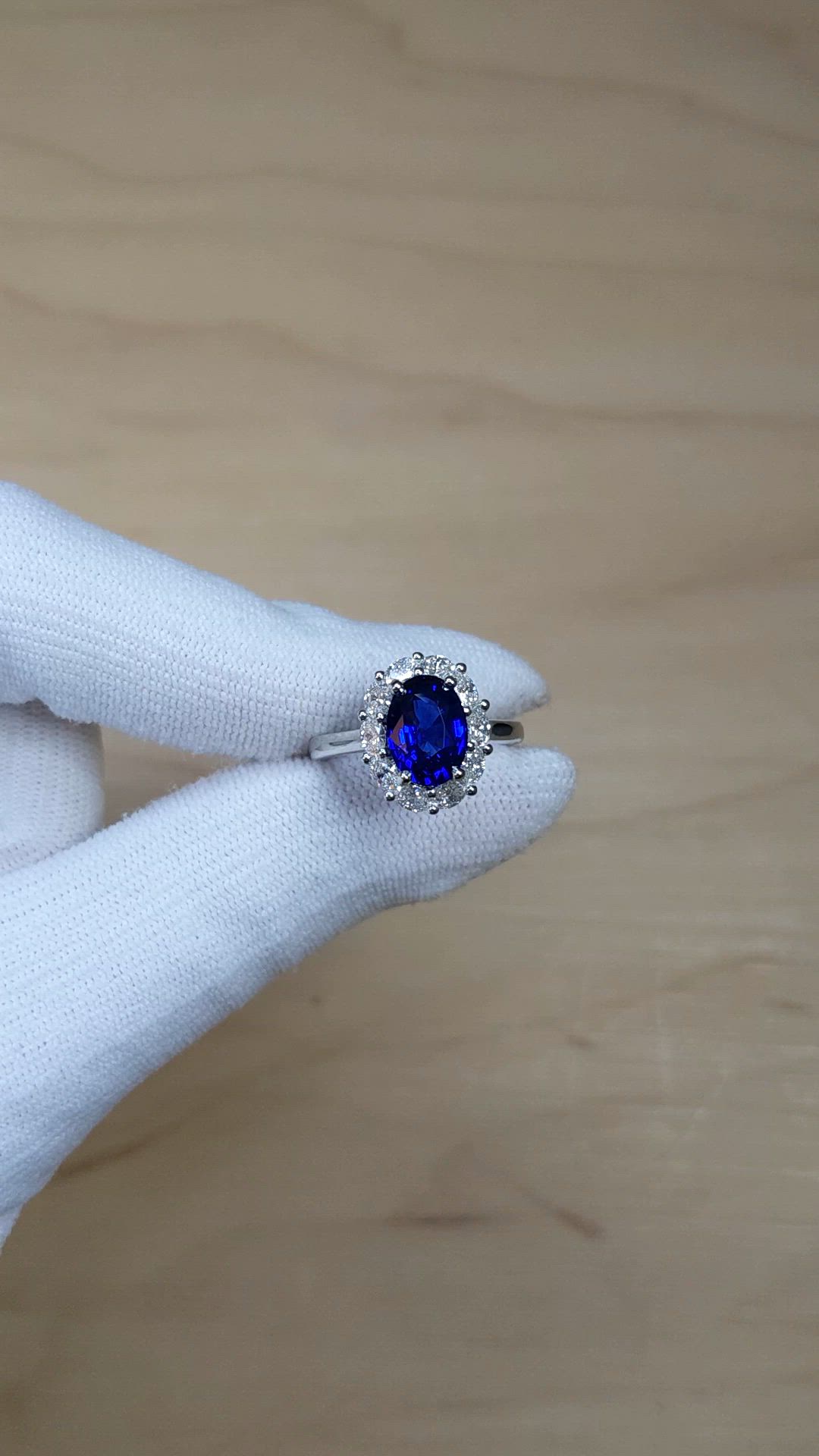 3.04 Ct. Blue Sapphire and Natural Diamond Accent Stones Ring, Platinum 950 Size Video