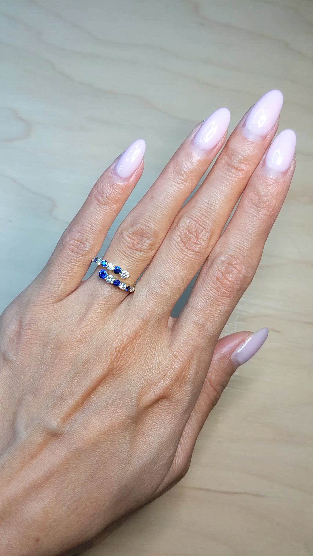 0.43 Ct. Blue Sapphire and Natural Diamond Multi Stone Ring, 14K Yellow Gold Size Video