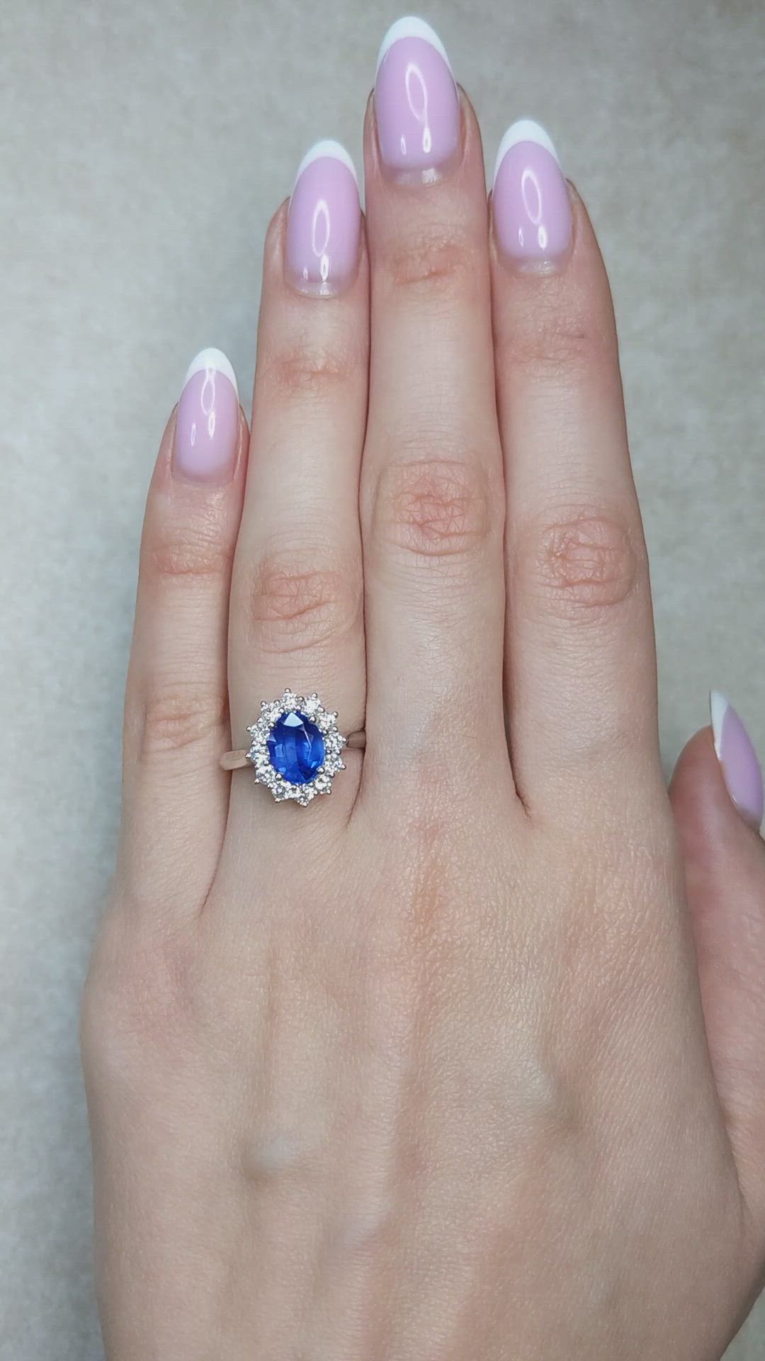 1.94 Ct. Blue Sapphire and Lab Grown Diamond Accent Stones Ring, 14K White Gold Size Video
