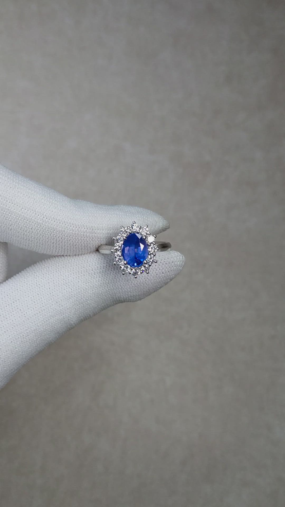 1.94 Ct. Blue Sapphire and Lab Grown Diamond Accent Stones Ring, 14K White Gold Size Video