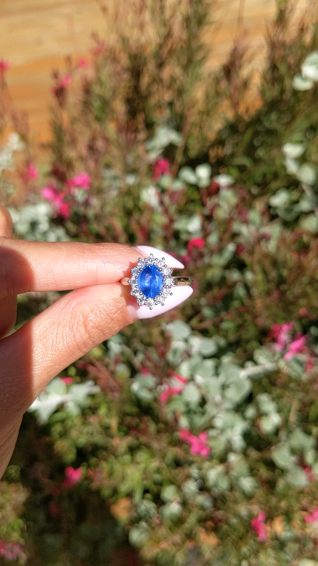 1.94 Ct. Blue Sapphire and Lab Grown Diamond Accent Stones Ring, 14K White Gold Size Video