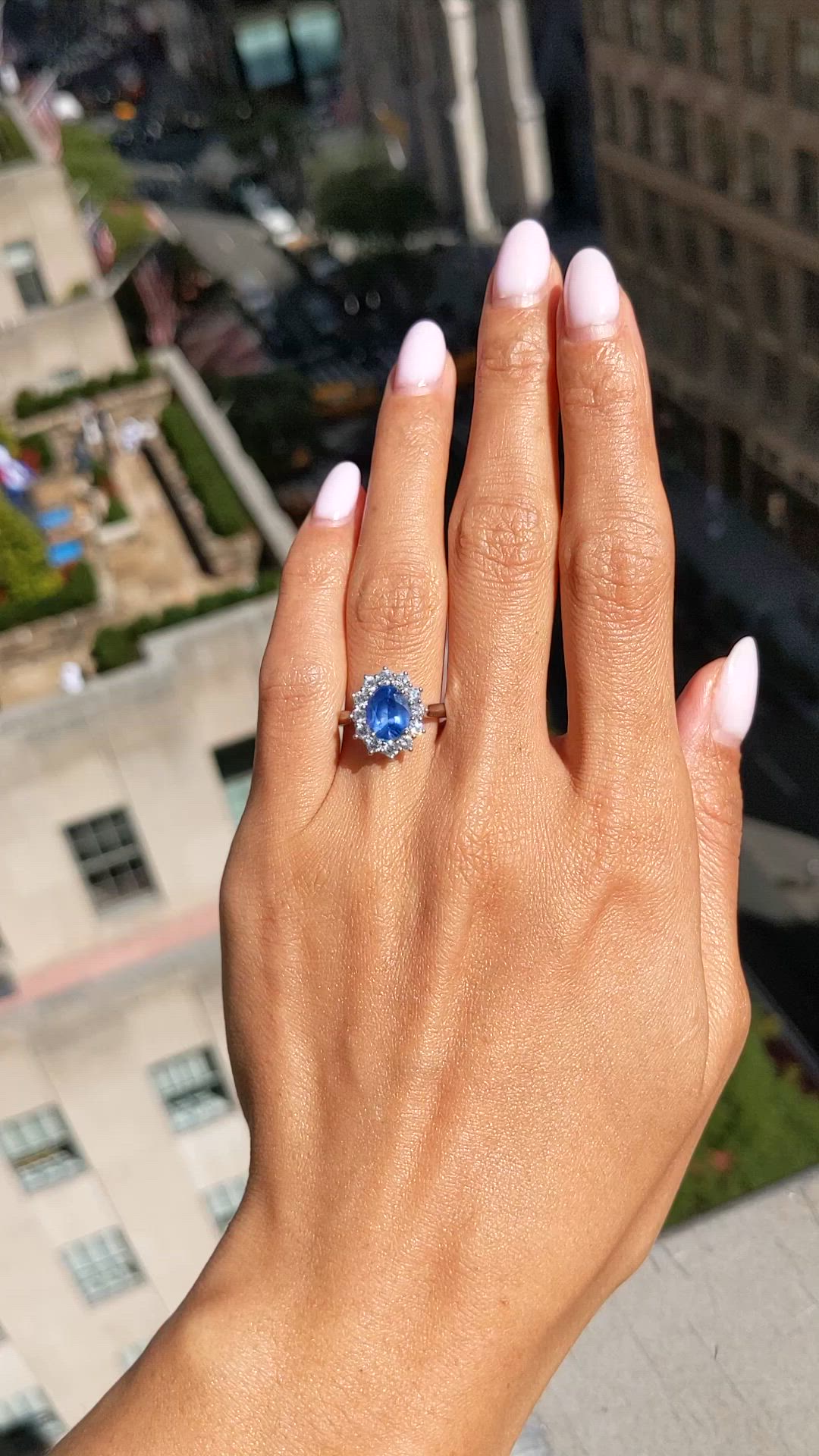 1.94 Ct. Blue Sapphire and Lab Grown Diamond Accent Stones Ring, 14K White Gold Size Video