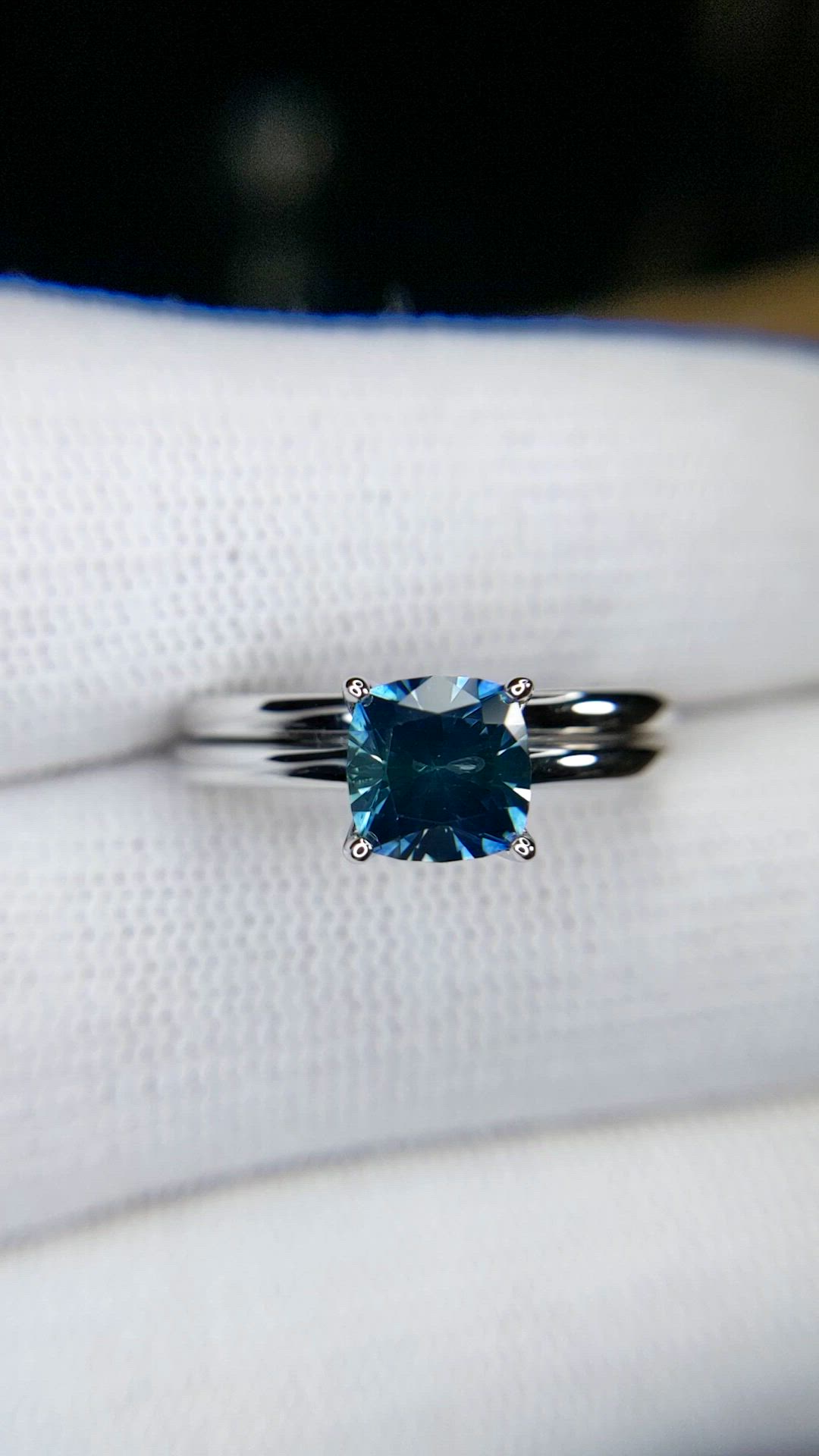 1.72 Ct. Bluish Green Sapphire Wedding Set Ring, Platinum 950 Size Video