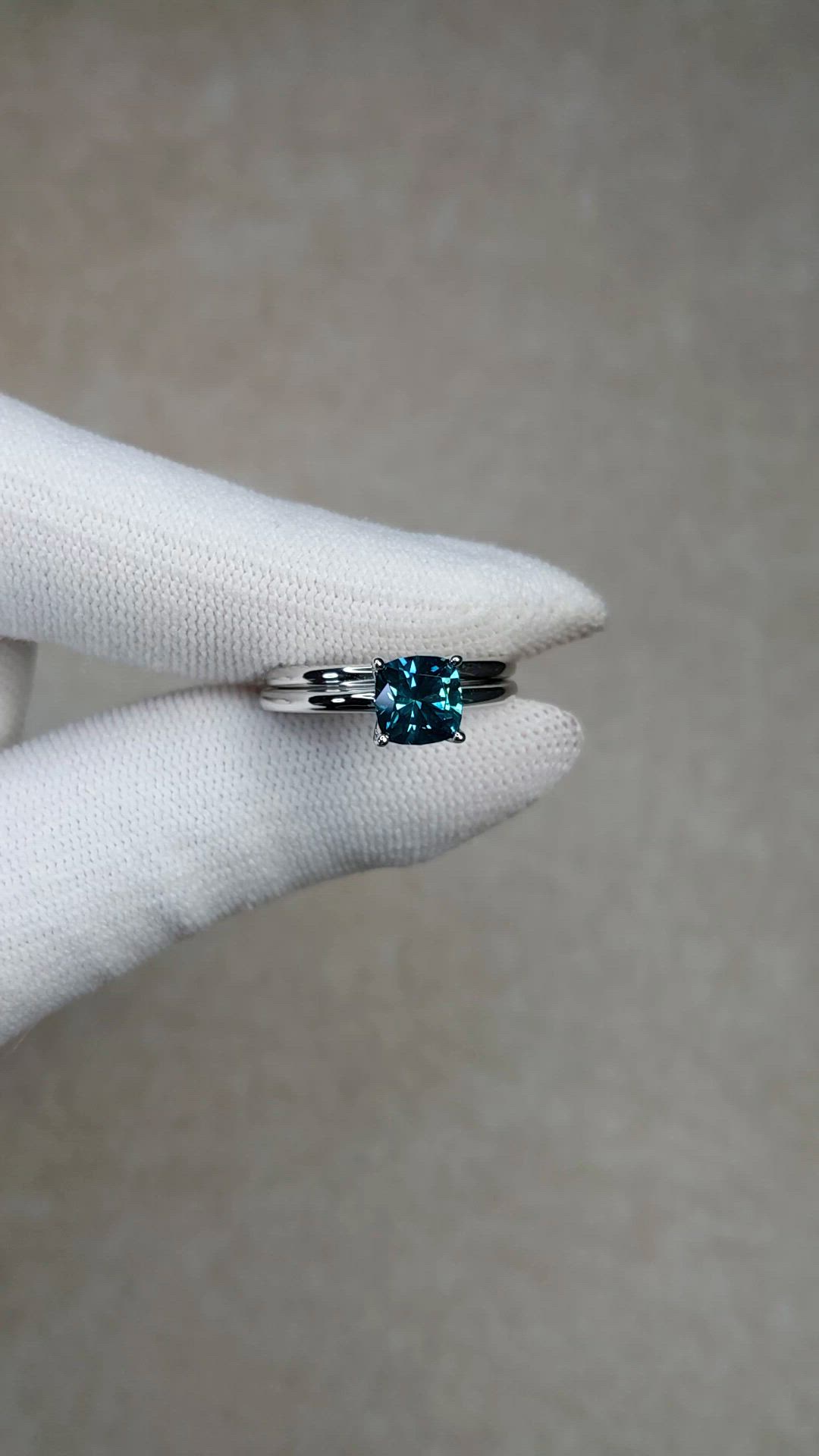 1.72 Ct. Bluish Green Sapphire Wedding Set Ring, Platinum 950 Size Video