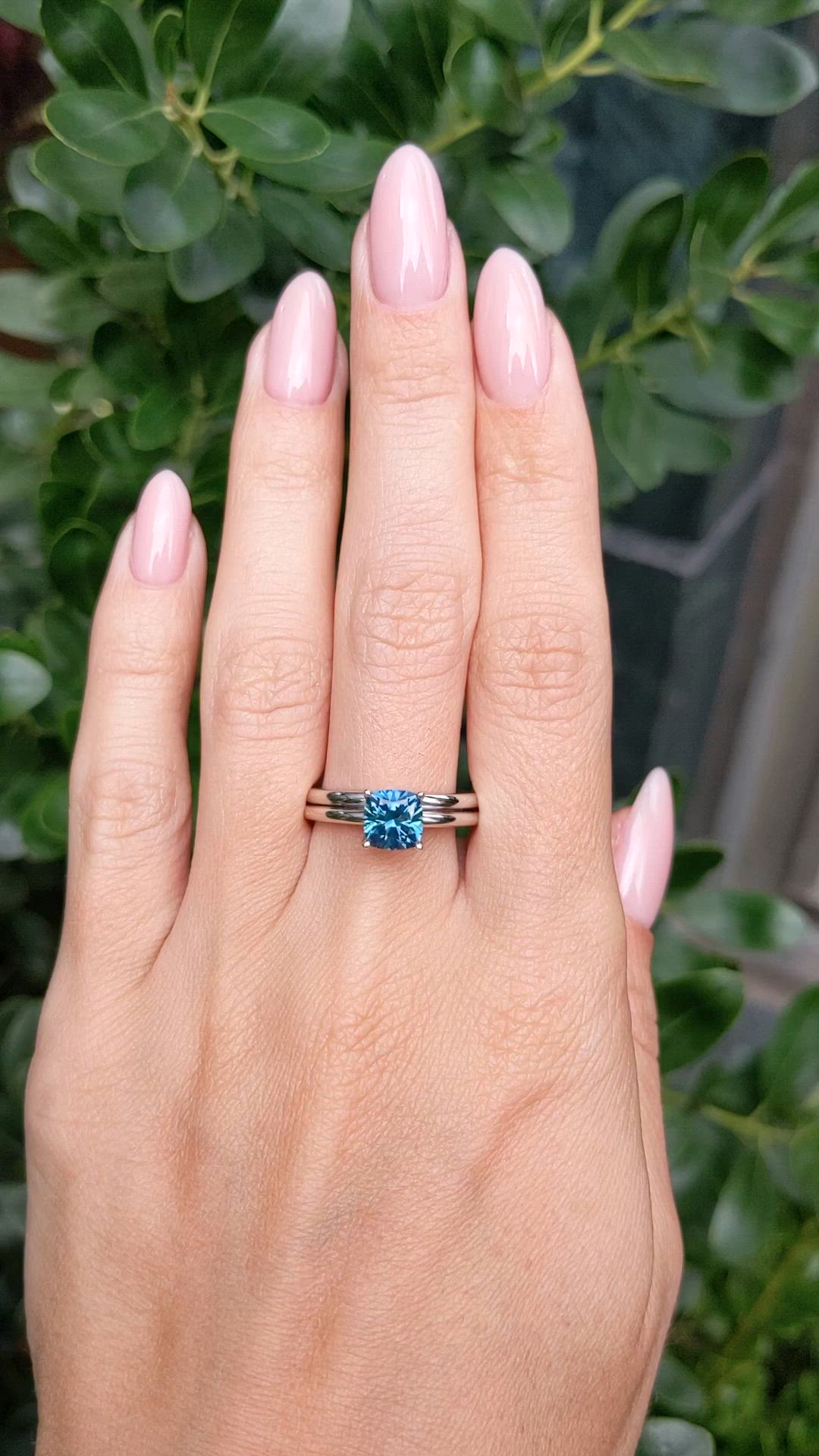 1.72 Ct. Bluish Green Sapphire Wedding Set Ring, Platinum 950 Size Video