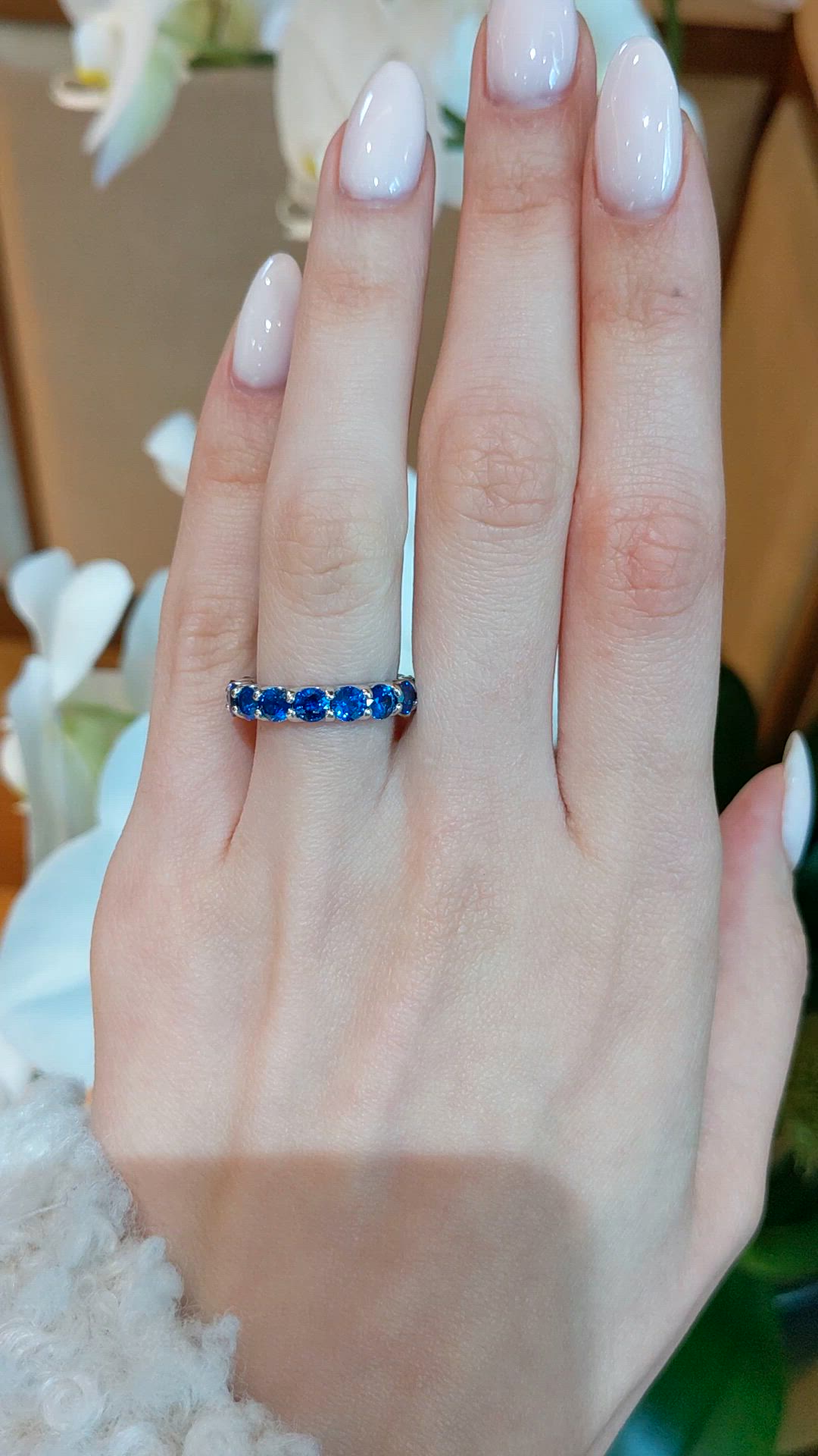 4.92 Ct. Blue Sapphire Accent Stones Ring, 14K White Gold Size Video