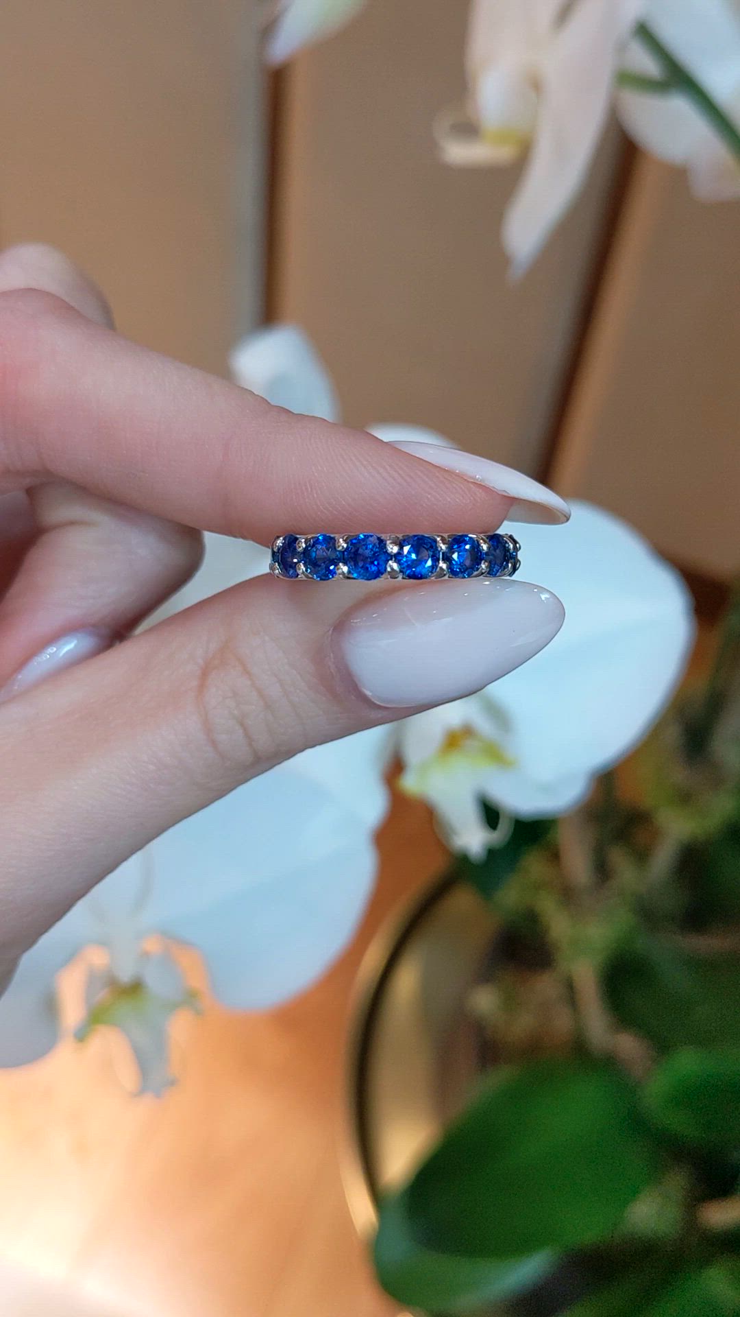 4.92 Ct. Blue Sapphire Accent Stones Ring, 14K White Gold Size Video
